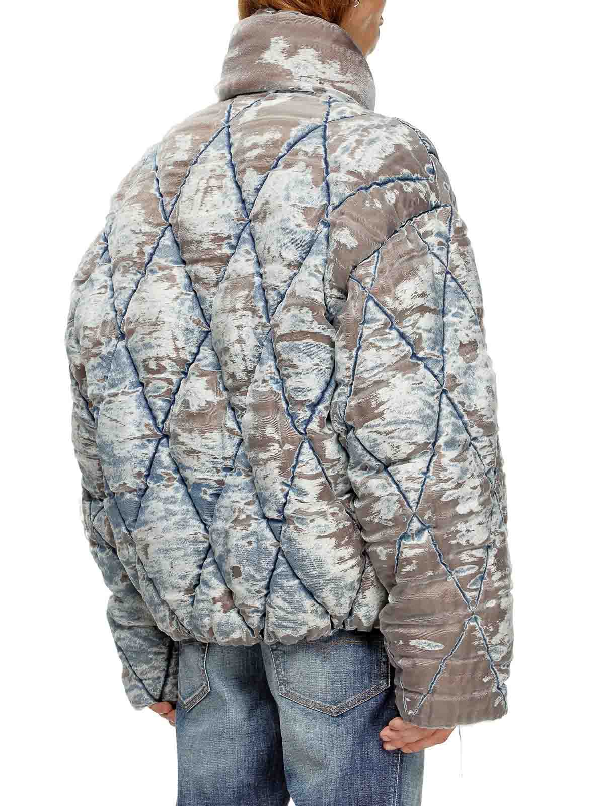 Diesel Men W-kons Down Jacket With Distressed Effect In Blue