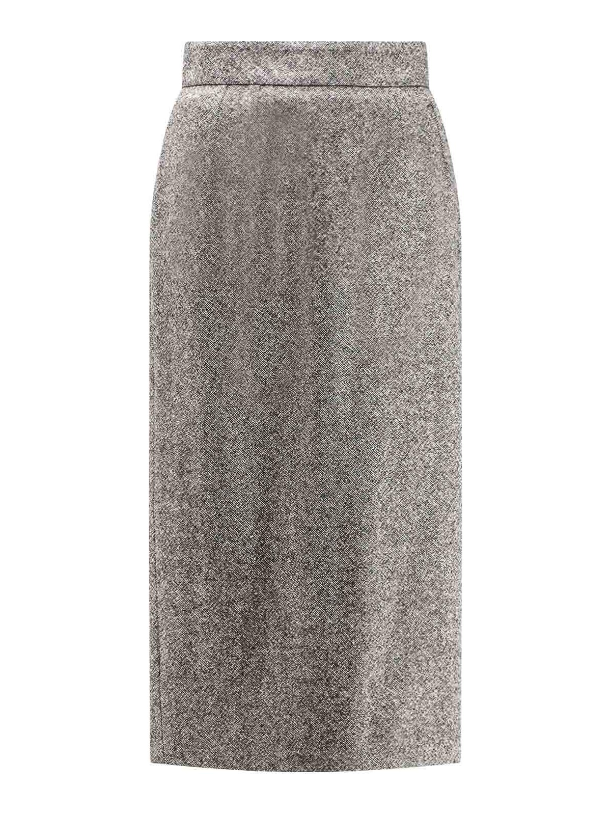 Dolce & Gabbana High-waisted Textured Midi Pencil Skirt In Gray