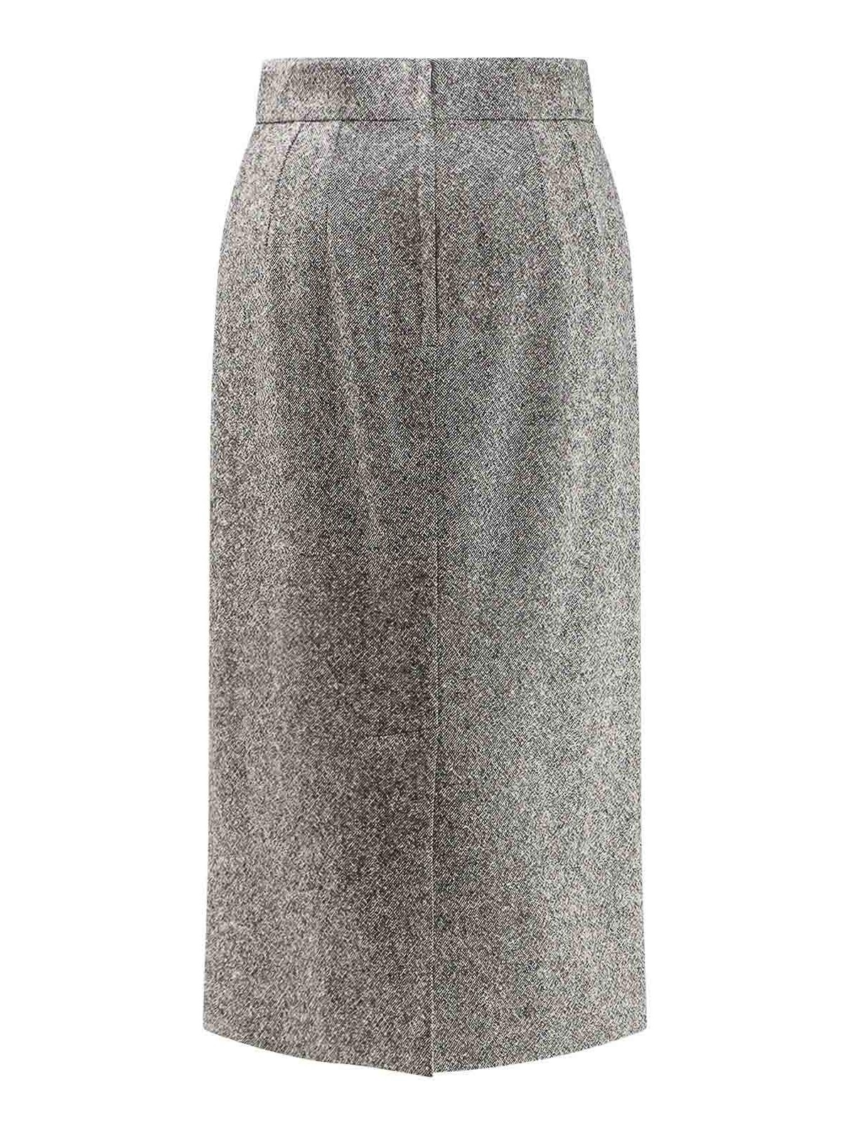 Dolce & Gabbana High-waisted Textured Midi Pencil Skirt In Gray