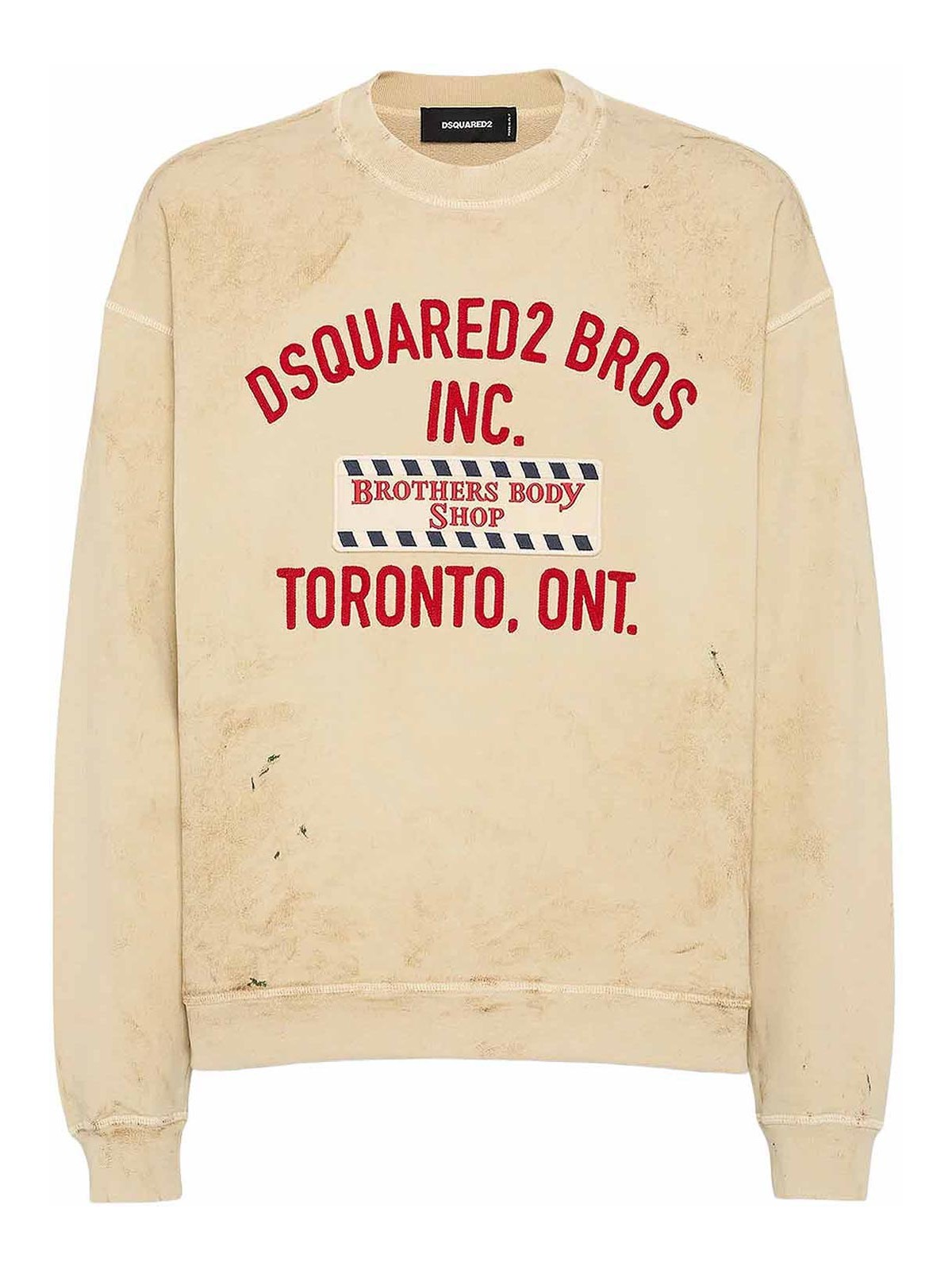 Dsquared2 Brothers Body Shop Patch Distressed Sweatshirt In Silver