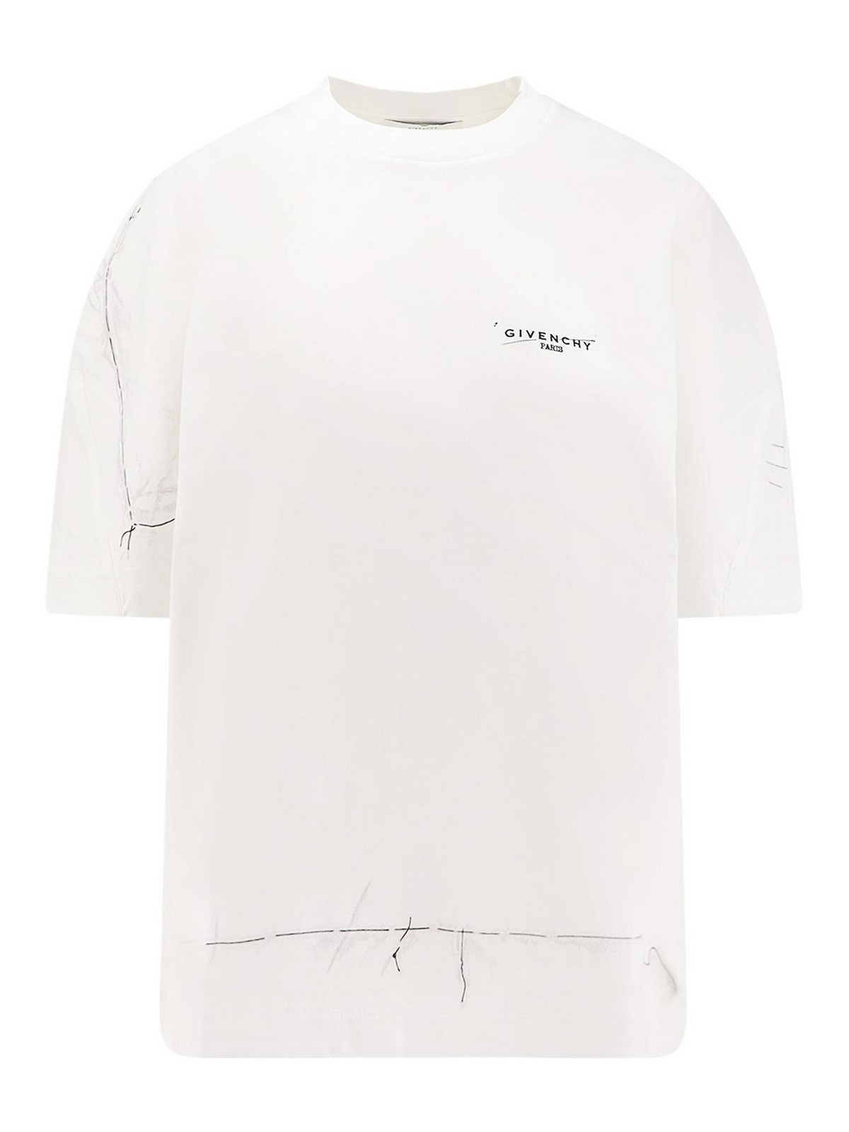 Givenchy Ribbed Crew-neck Cotton T-shirt With Graphic Print In White
