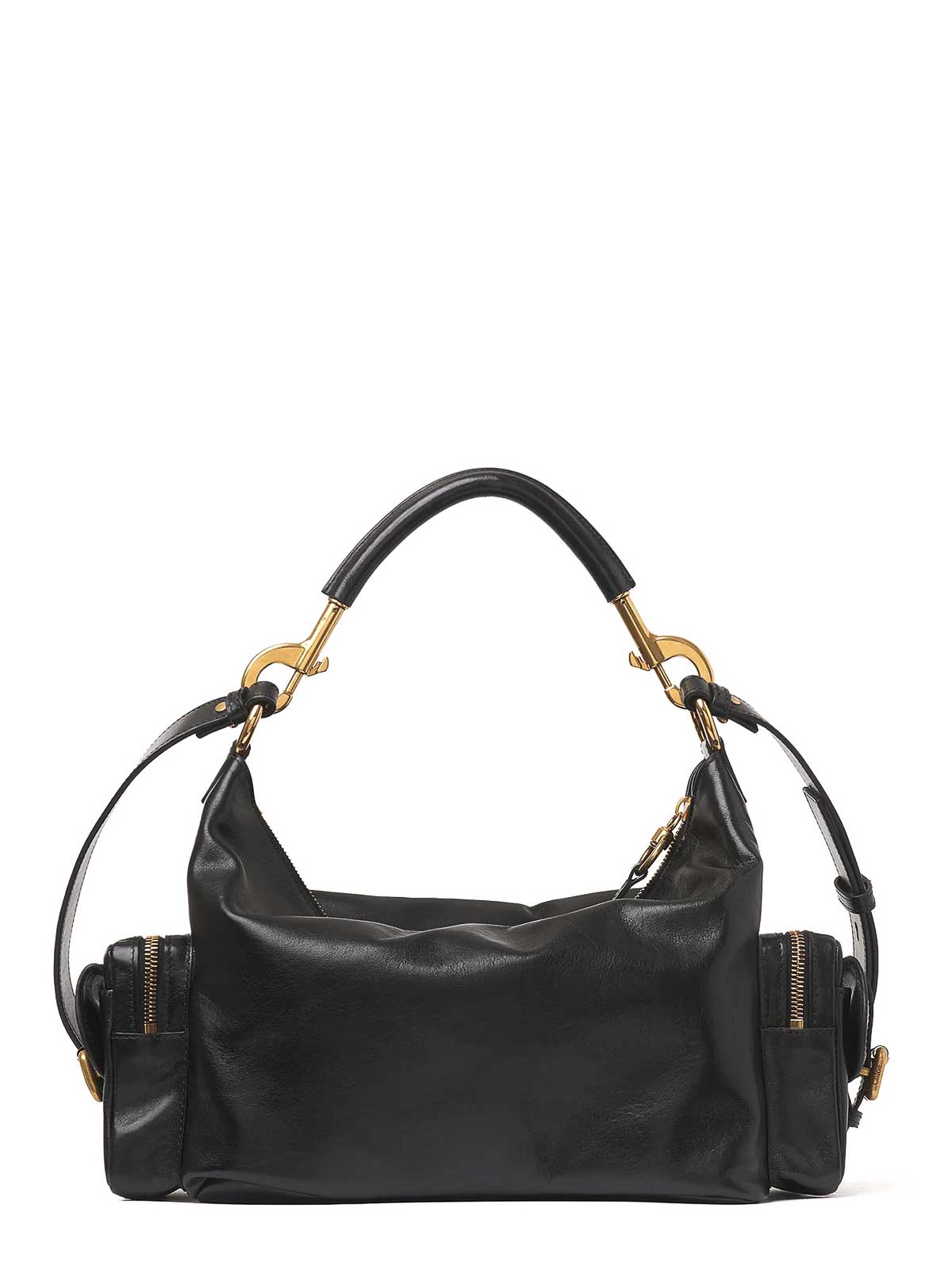 Chloé Chlo Medium Double Carry Leather Shoulder Bag In Black