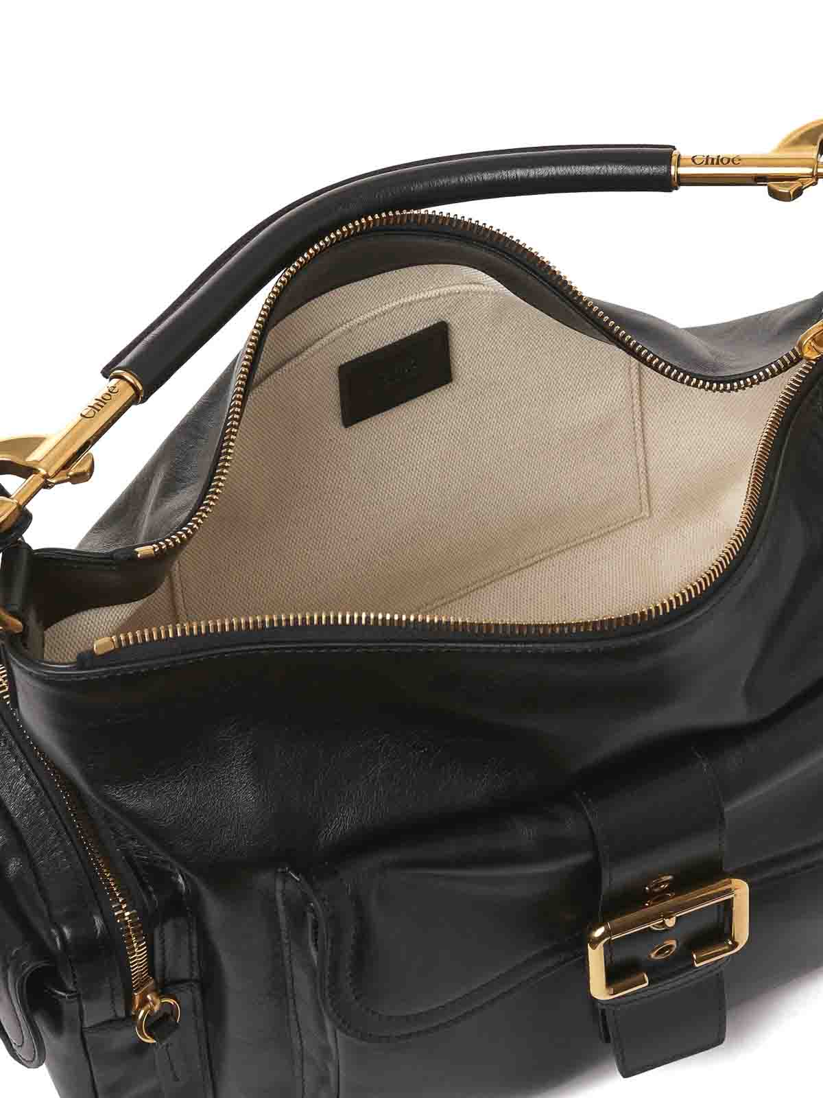 Chloé Chlo Medium Double Carry Leather Shoulder Bag In Black