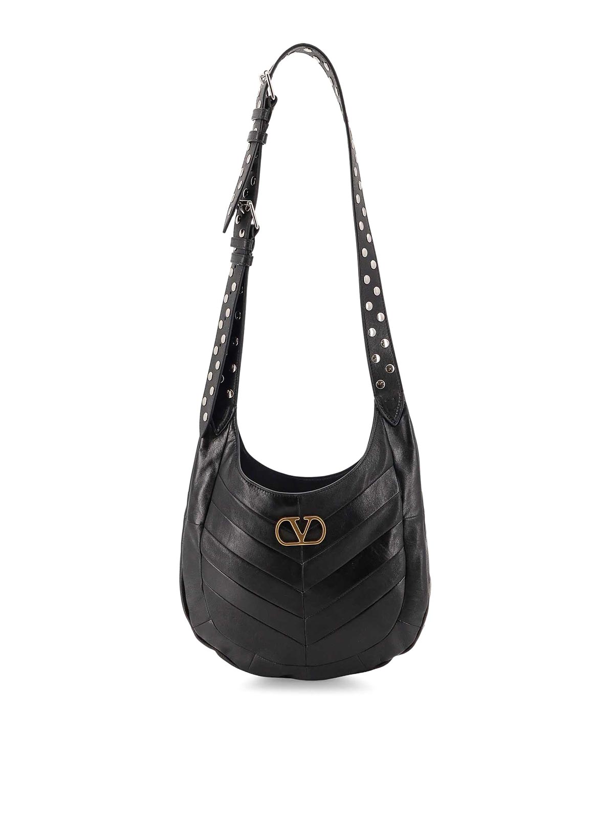 Valentino Leather Hobo Shoulder Bag In Black