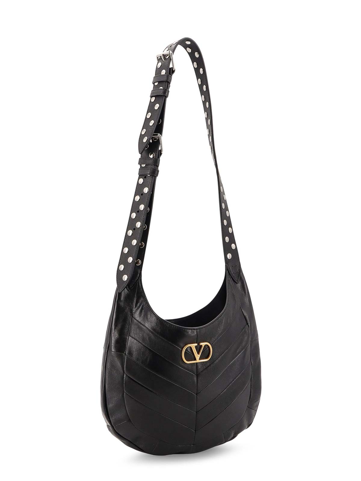 Valentino Leather Hobo Shoulder Bag In Black