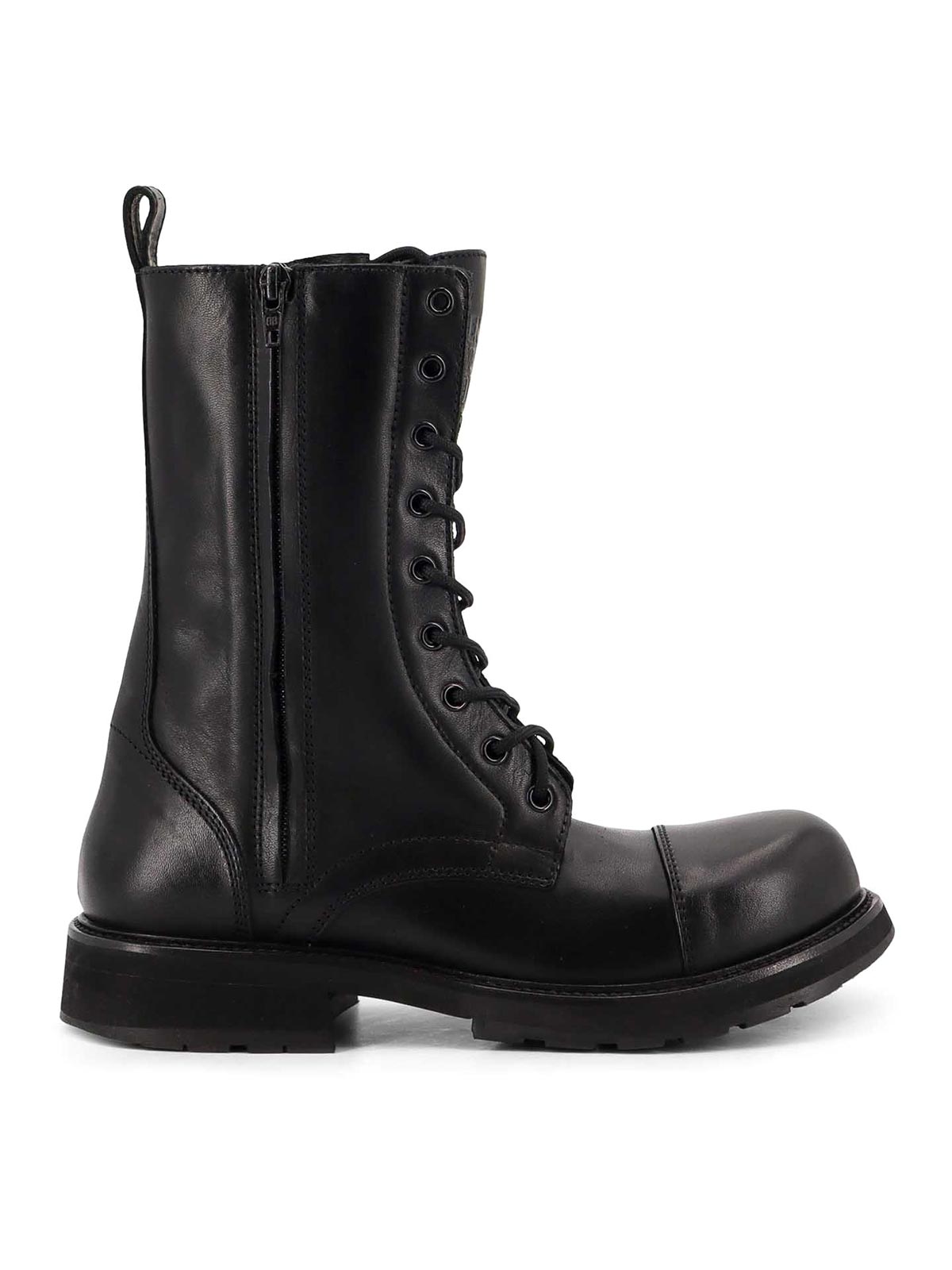 Balenciaga Black Truck Leather Boots In Black