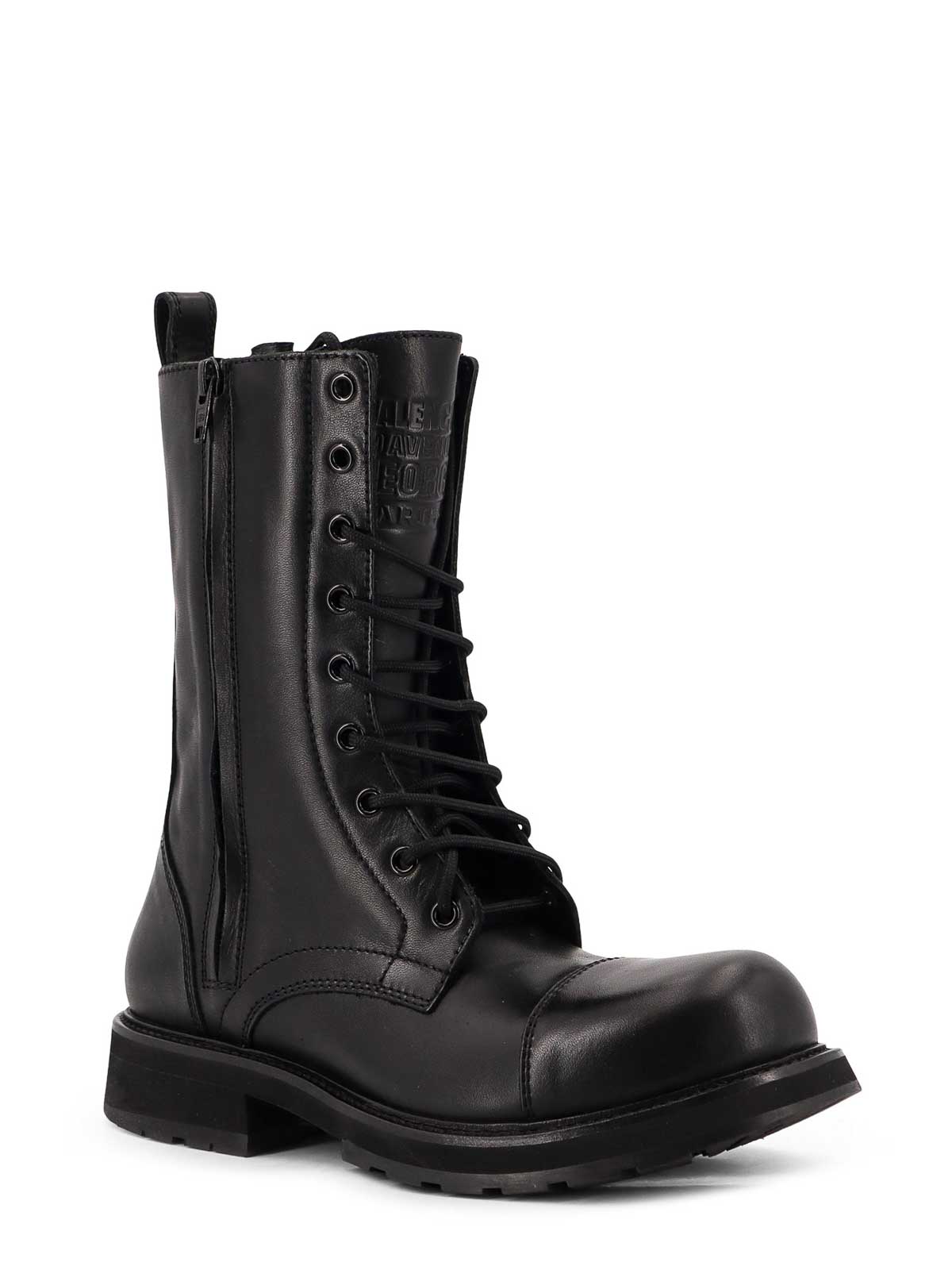 Balenciaga Black Truck Leather Boots In Black