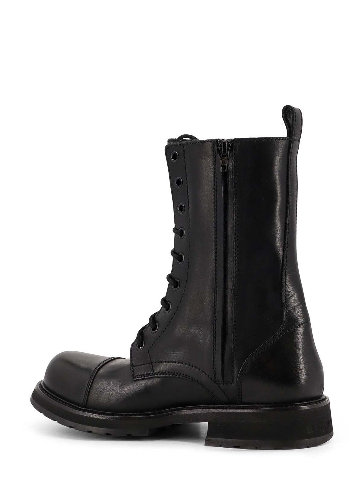 Balenciaga Black Truck Leather Boots In Black