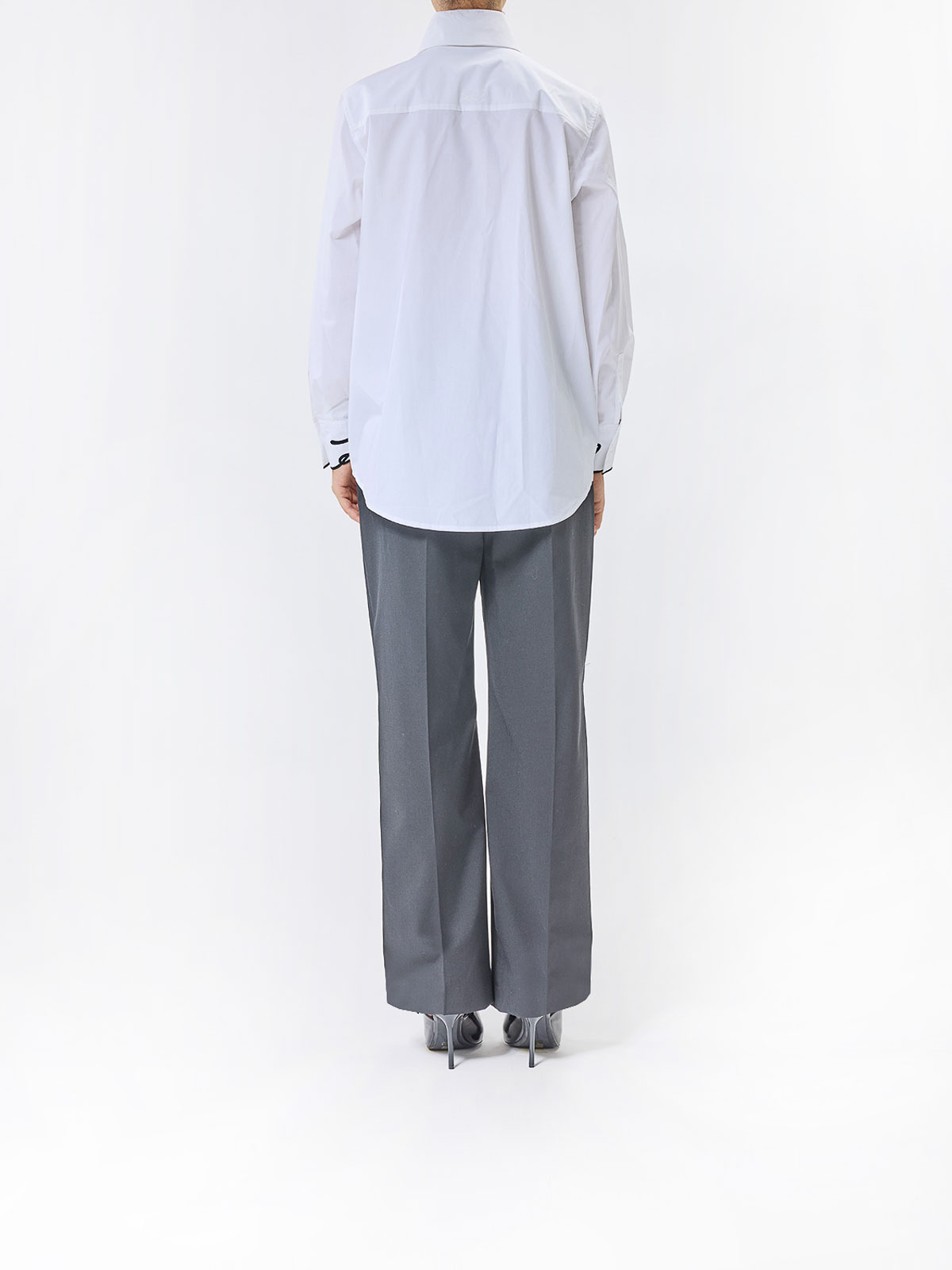 Karl Lagerfeld Signature Cuff Poplin Shirt In White