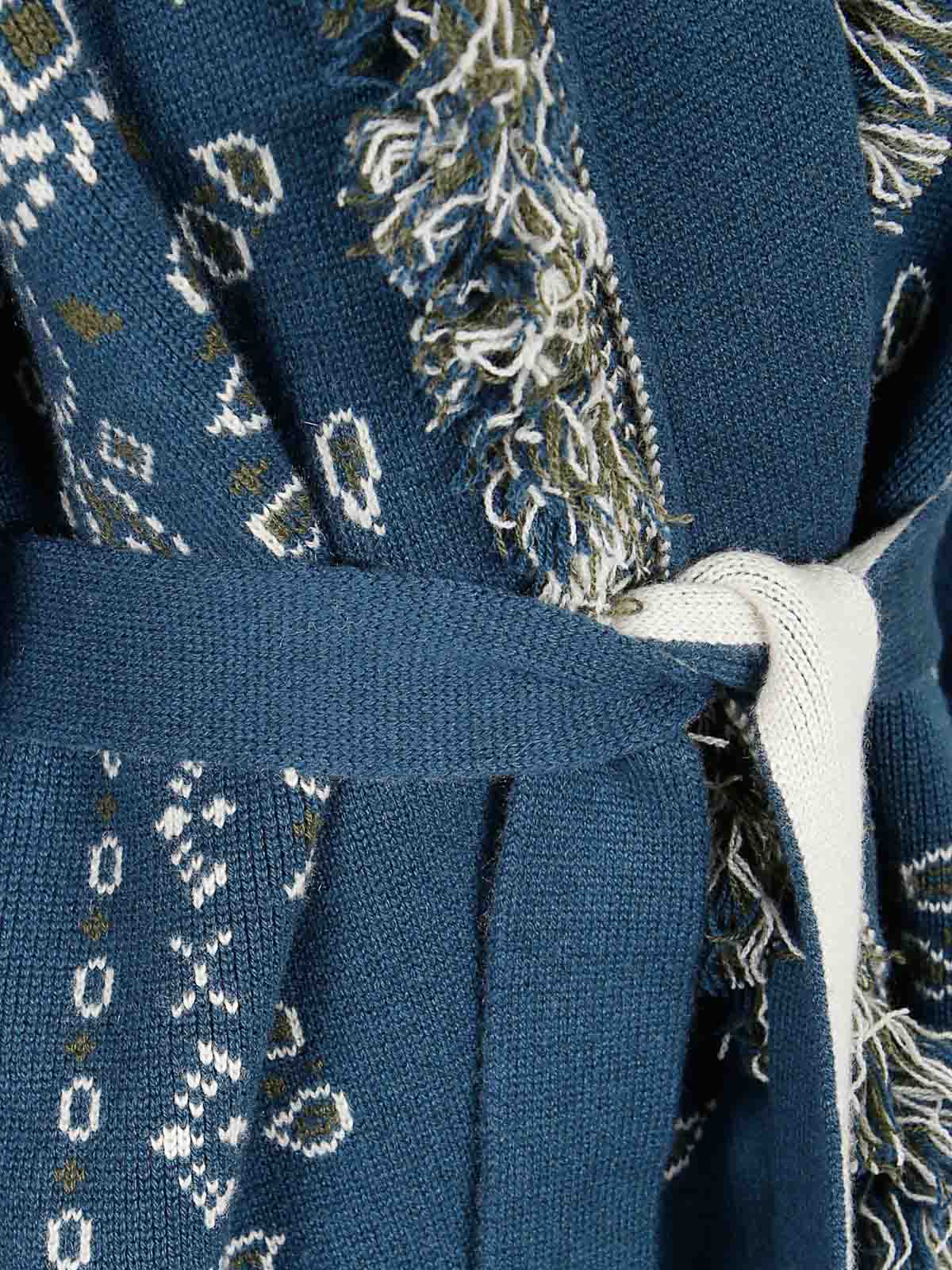 Alanui Bandana Jacquard Cashmere Cardigan In Blue