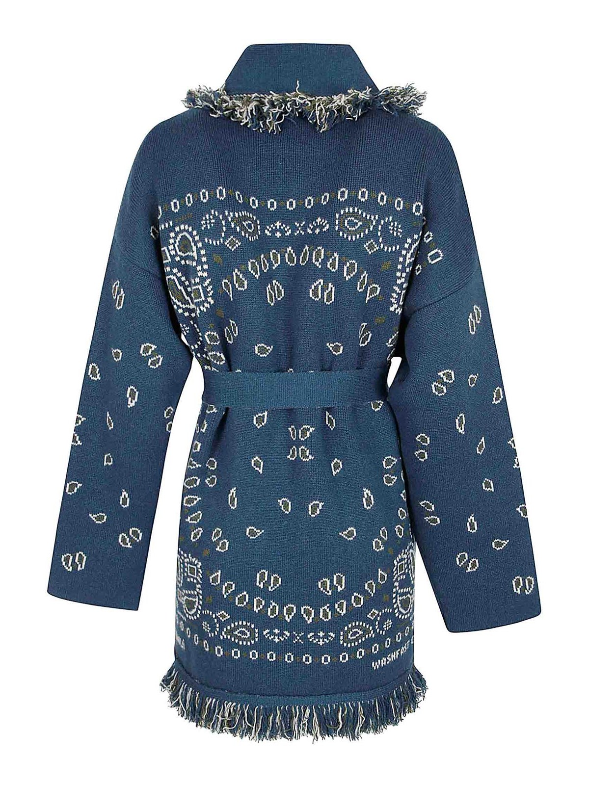 Alanui Bandana Jacquard Cashmere Cardigan In Blue