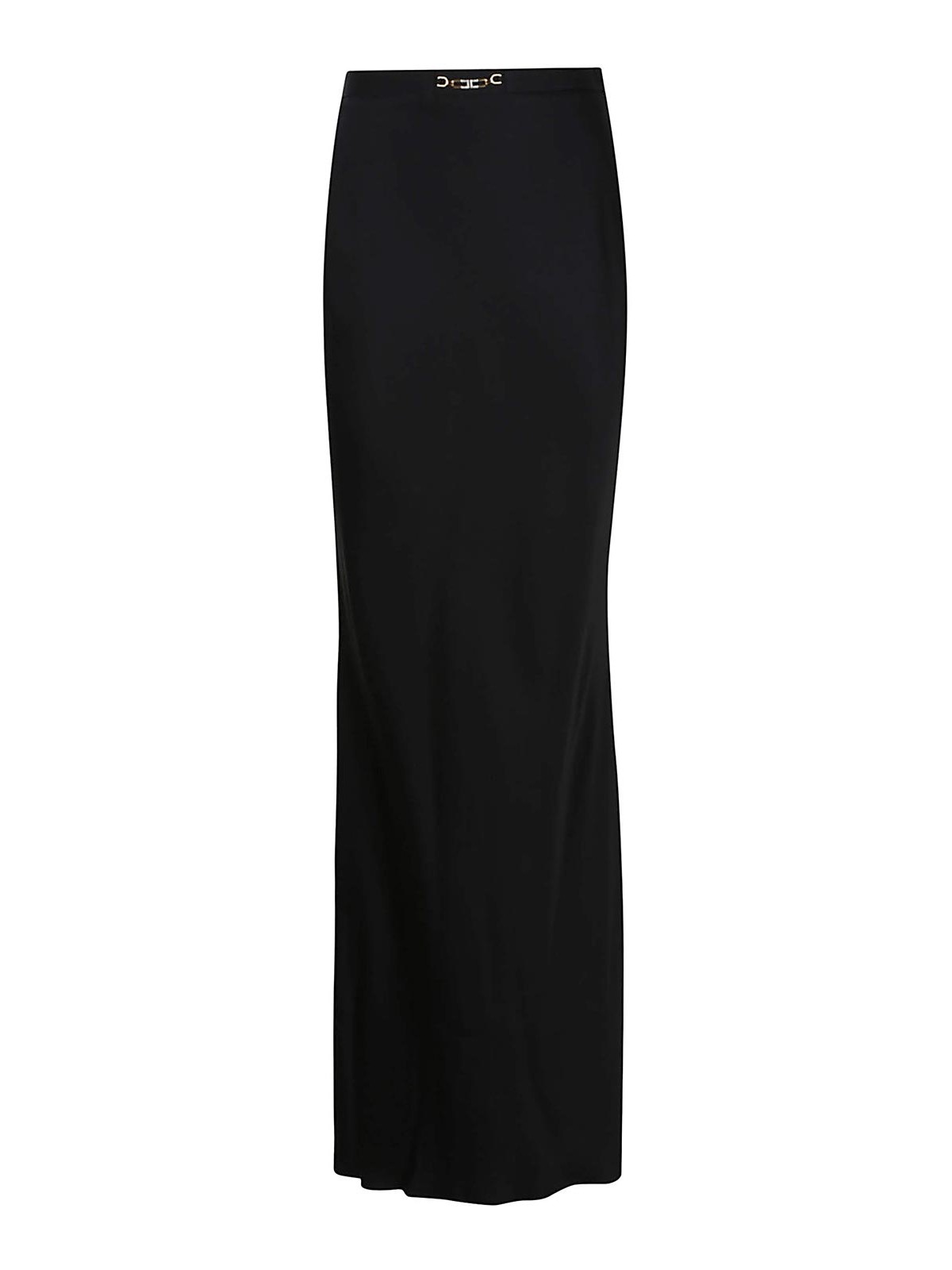 Elisabetta Franchi Slit Waist Maxi Skirt With Metal Detail In Black