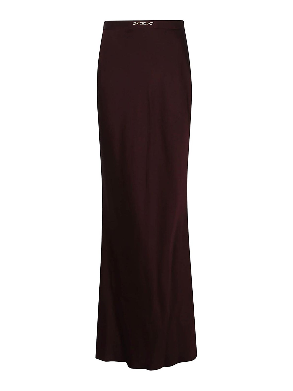 Elisabetta Franchi Long Skirt With High Waist And Metal Detail In Brown