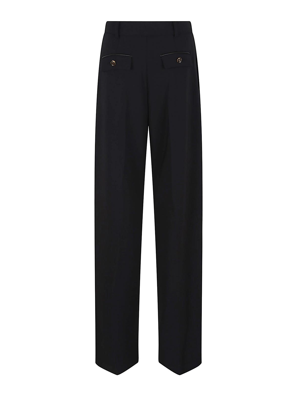 Elisabetta Franchi High-waisted Trousers With Wide Legs And Decorative Button Details In Black