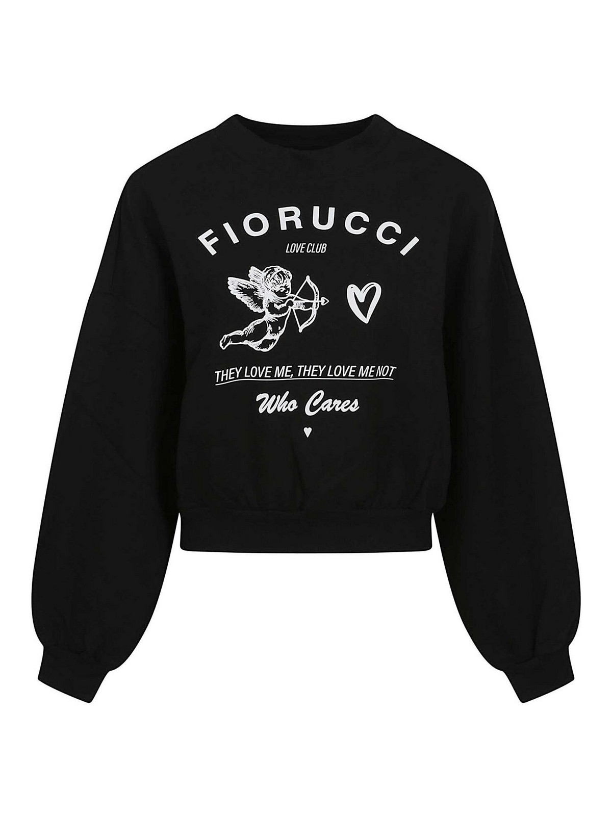 Fiorucci Print Cropped Sweatshirt In Black
