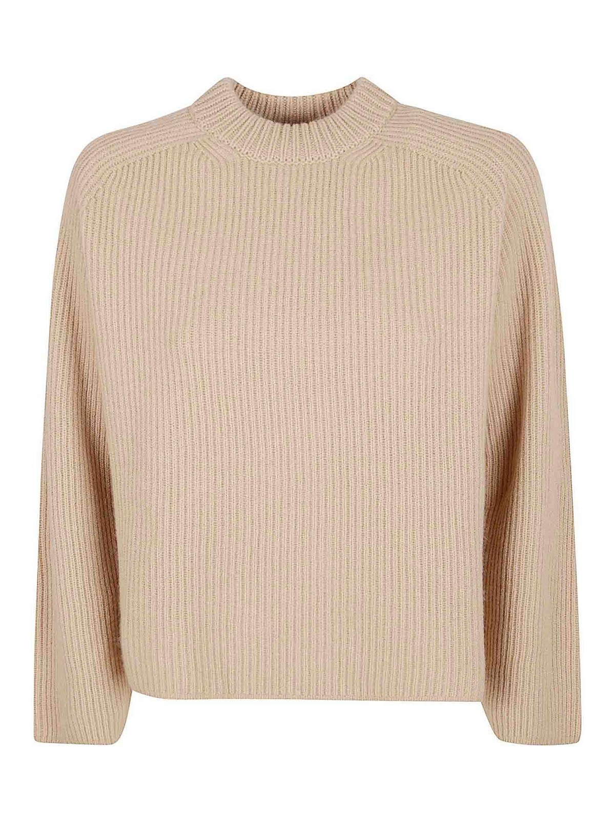 Forte Forte Cashmere Wool English Rib Roundneck Sweater In Sand