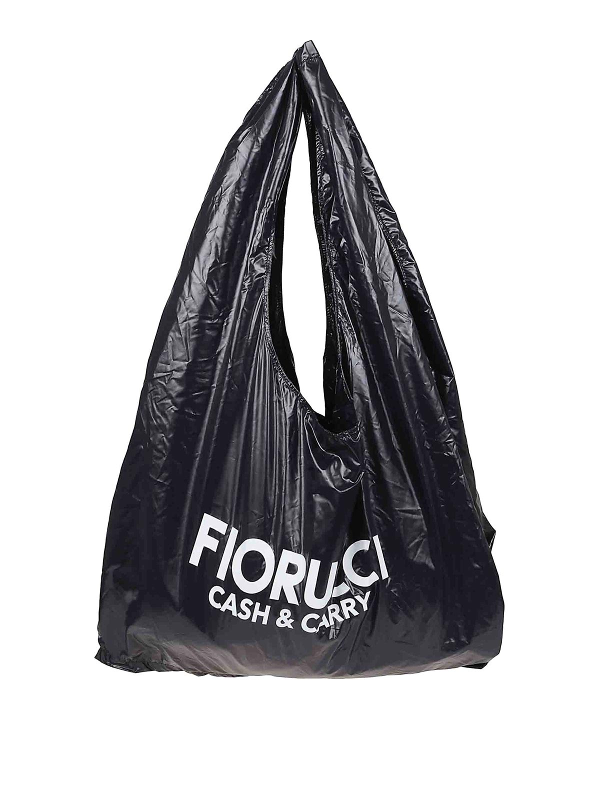 Fiorucci Black Nylon Cash & Carry Print Hobo Bag In Black
