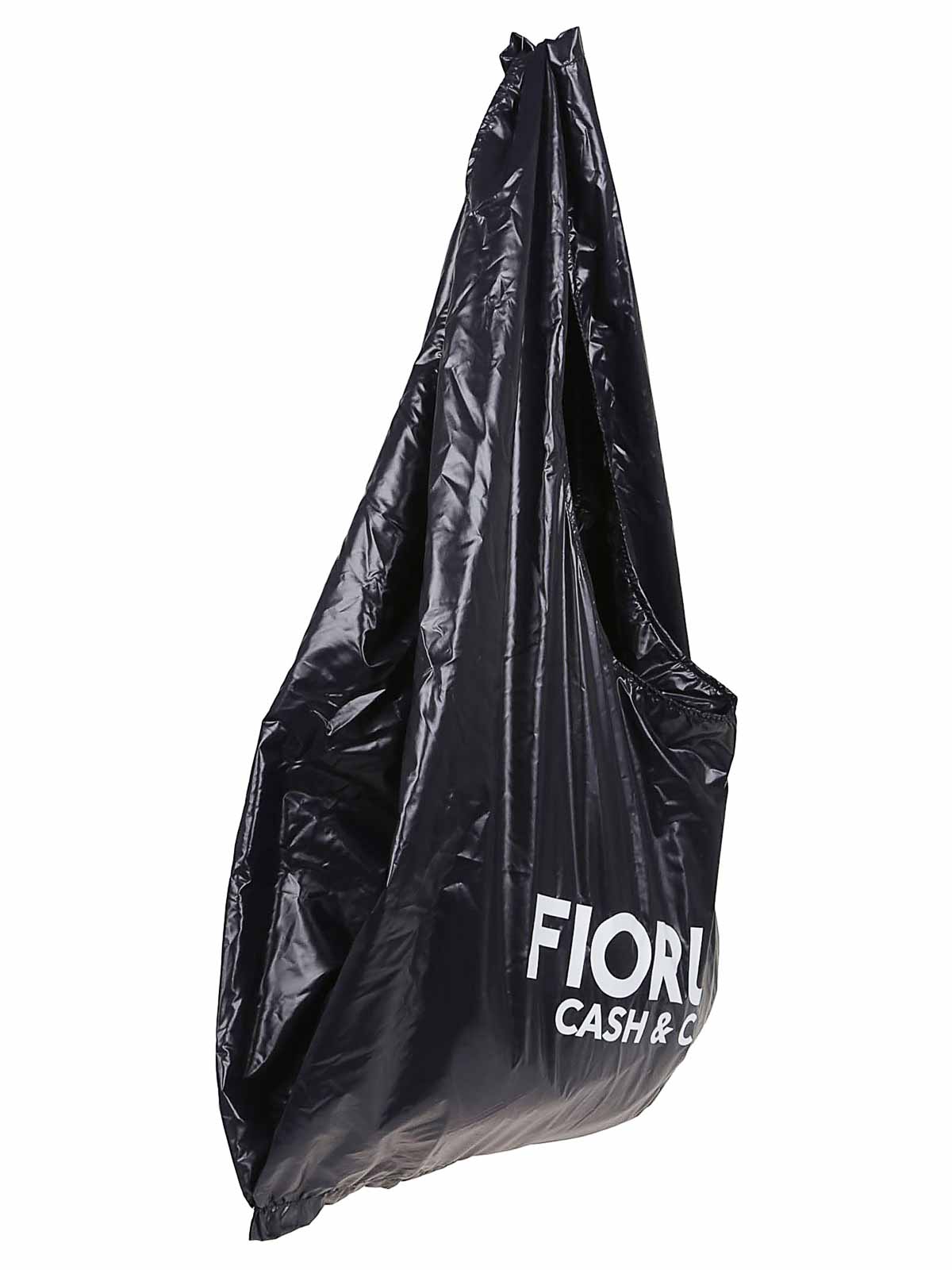 Fiorucci Black Nylon Cash & Carry Print Hobo Bag In Black