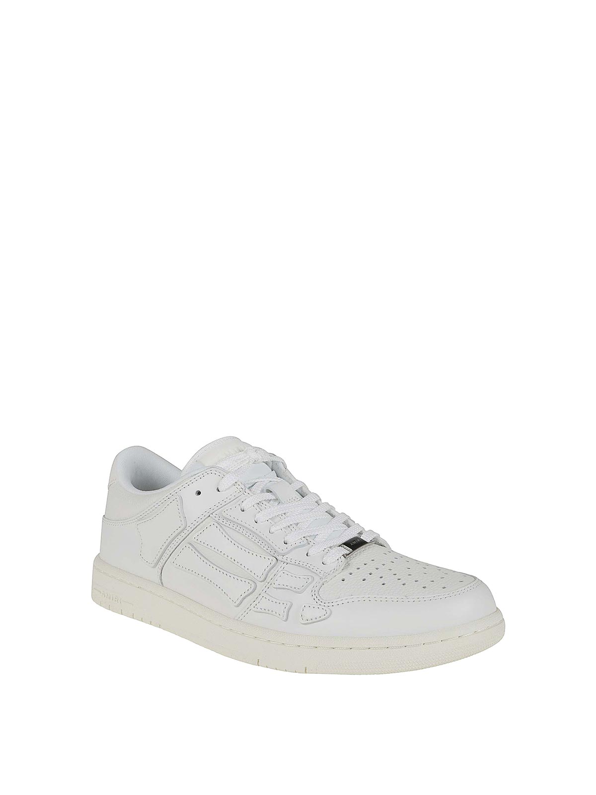 Amiri Paneled White Leather Low-top Sneakers With Lace-up Closure In White