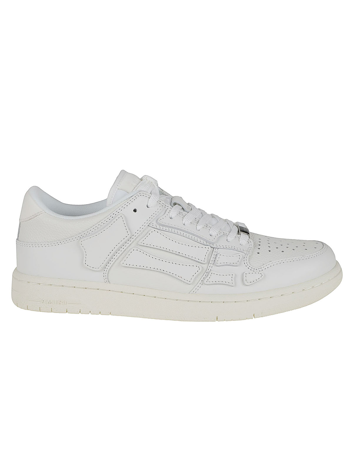 Amiri Paneled White Leather Low-top Sneakers With Lace-up Closure In White