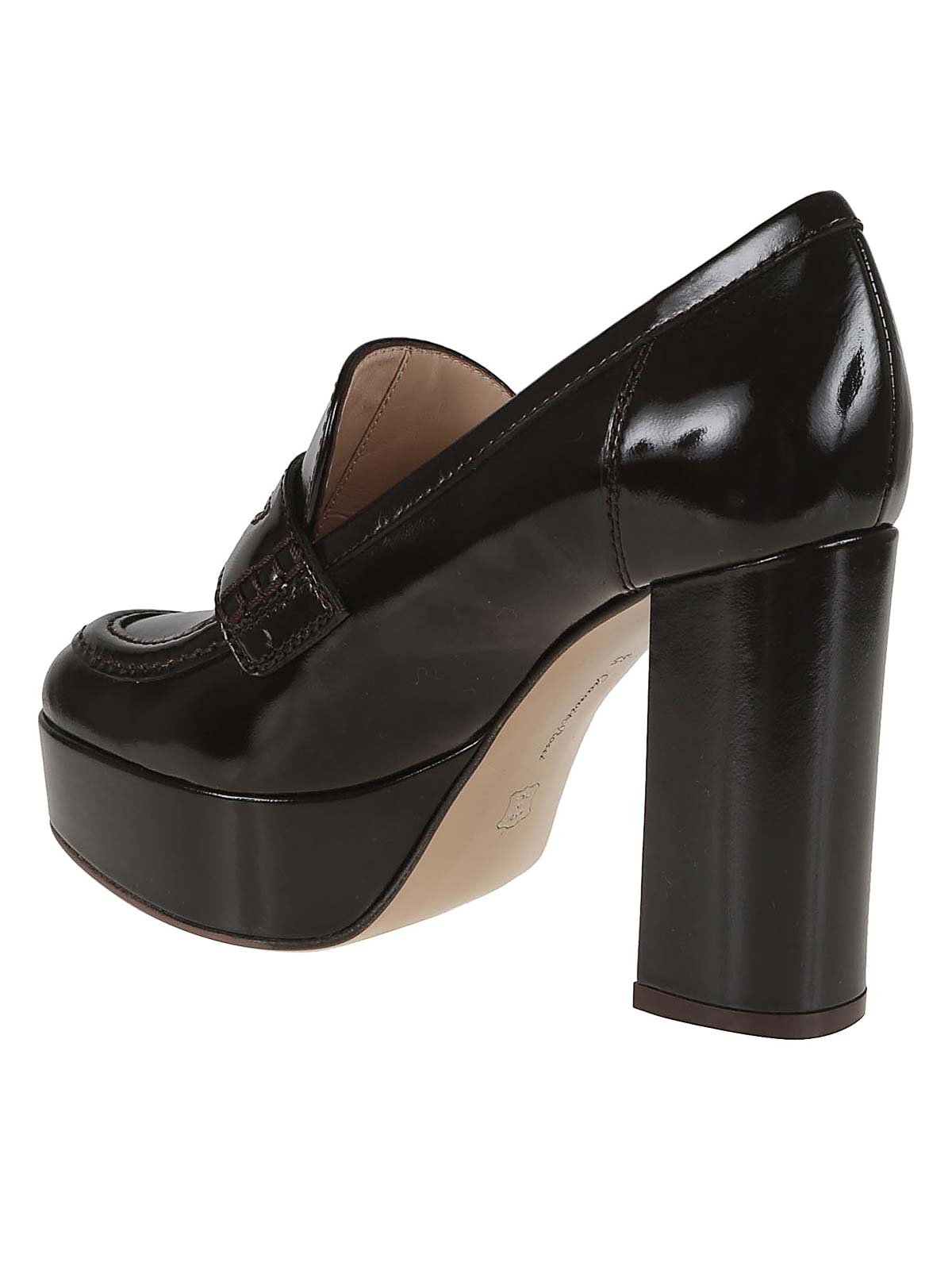 Gianvito Rossi Round Toe Penny Loafer Pumps With Block Heel In Black