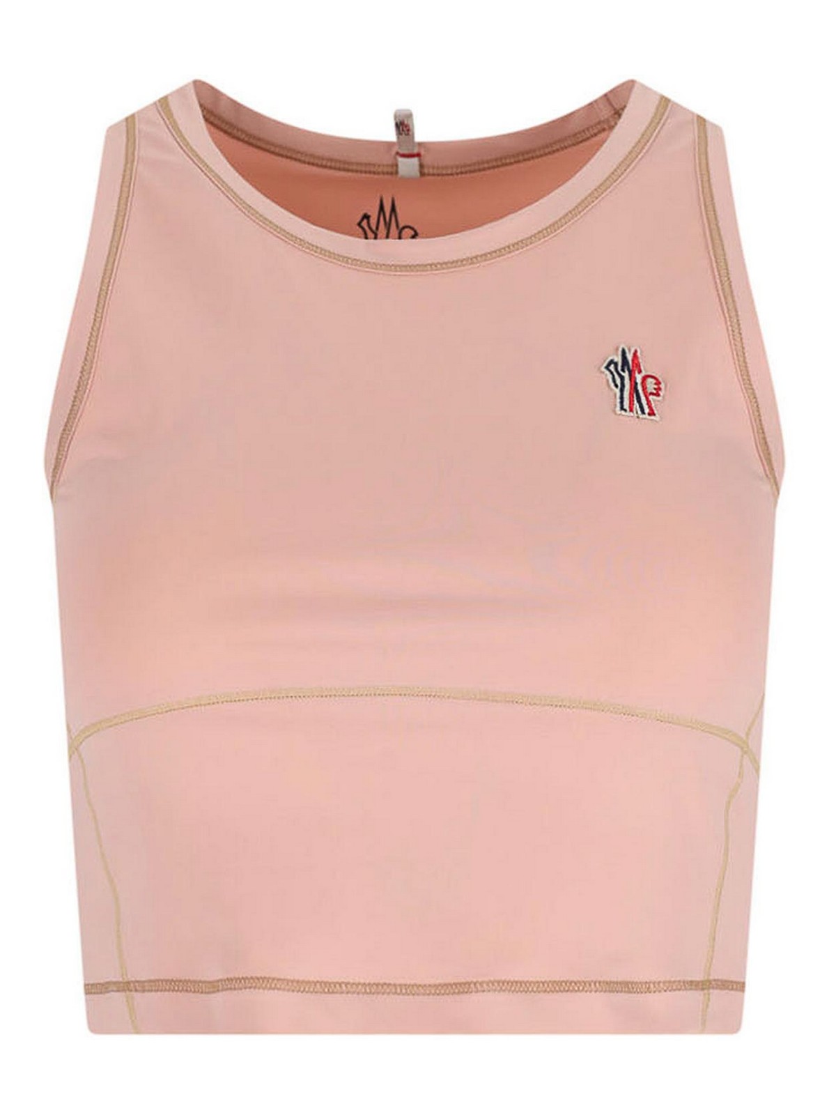Moncler Tank Top Logo In Nude