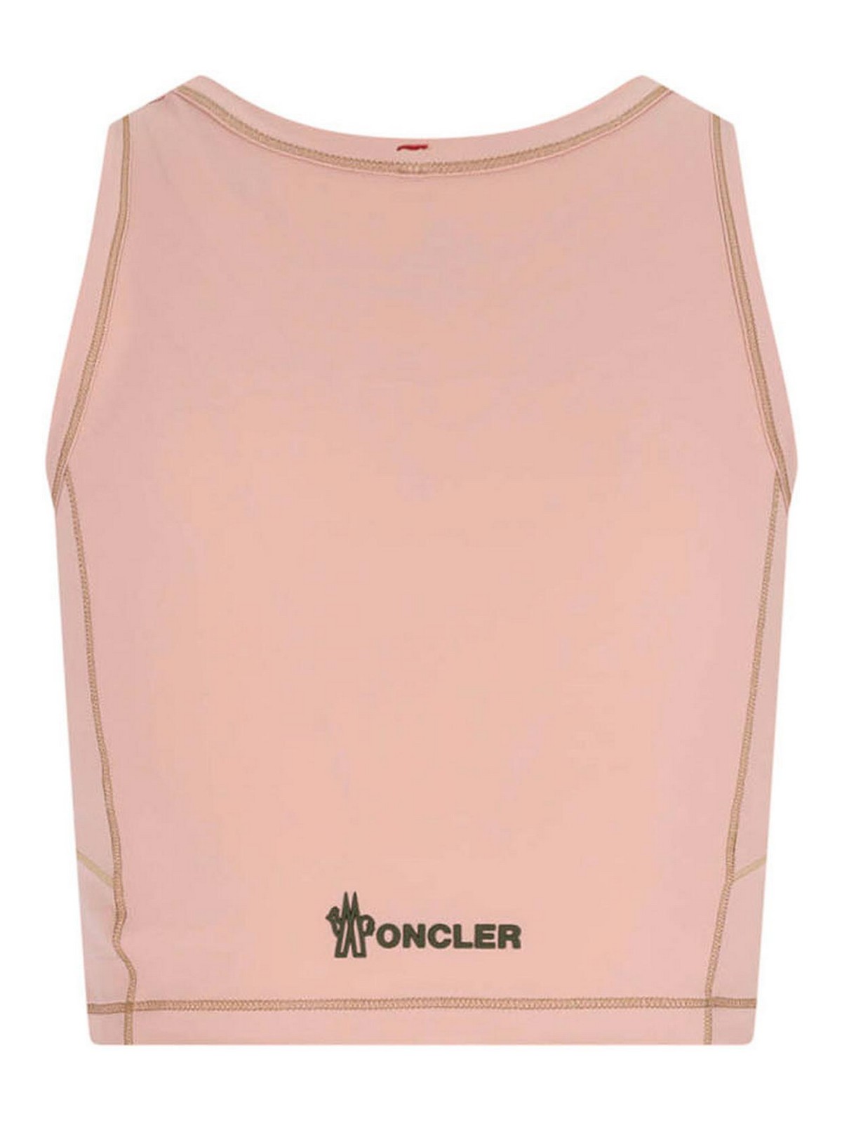 Moncler Sleeveless Crew Neck Contrast Stitching In Pink