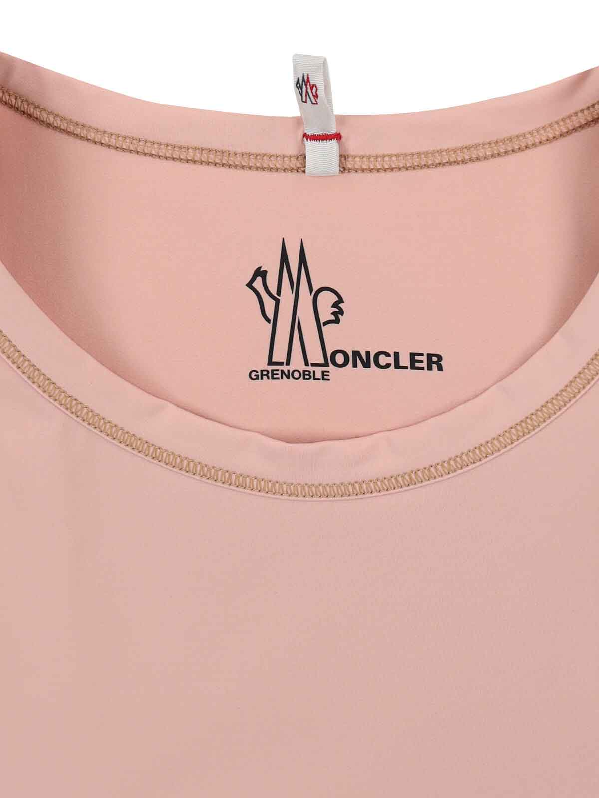 Moncler Sleeveless Crew Neck Contrast Stitching In Pink