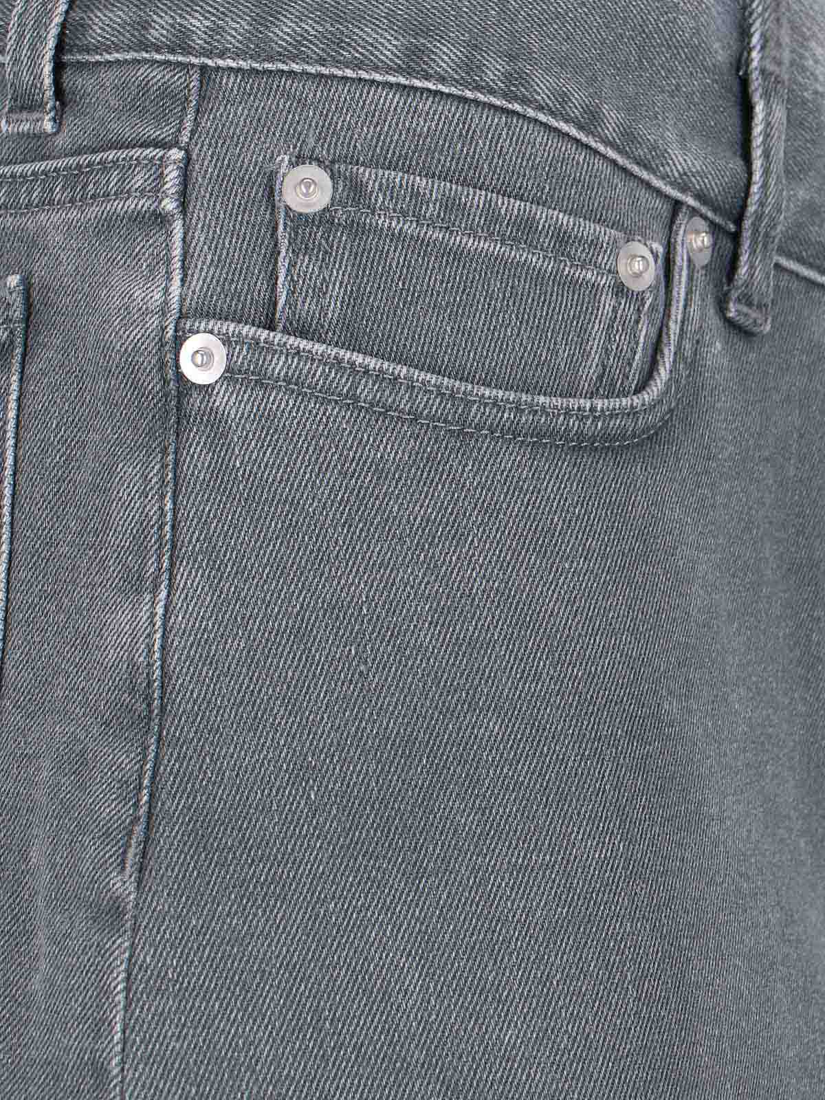 All In Asymmetrical Hem Denim Mini Skirt With Worn Finish In Gray