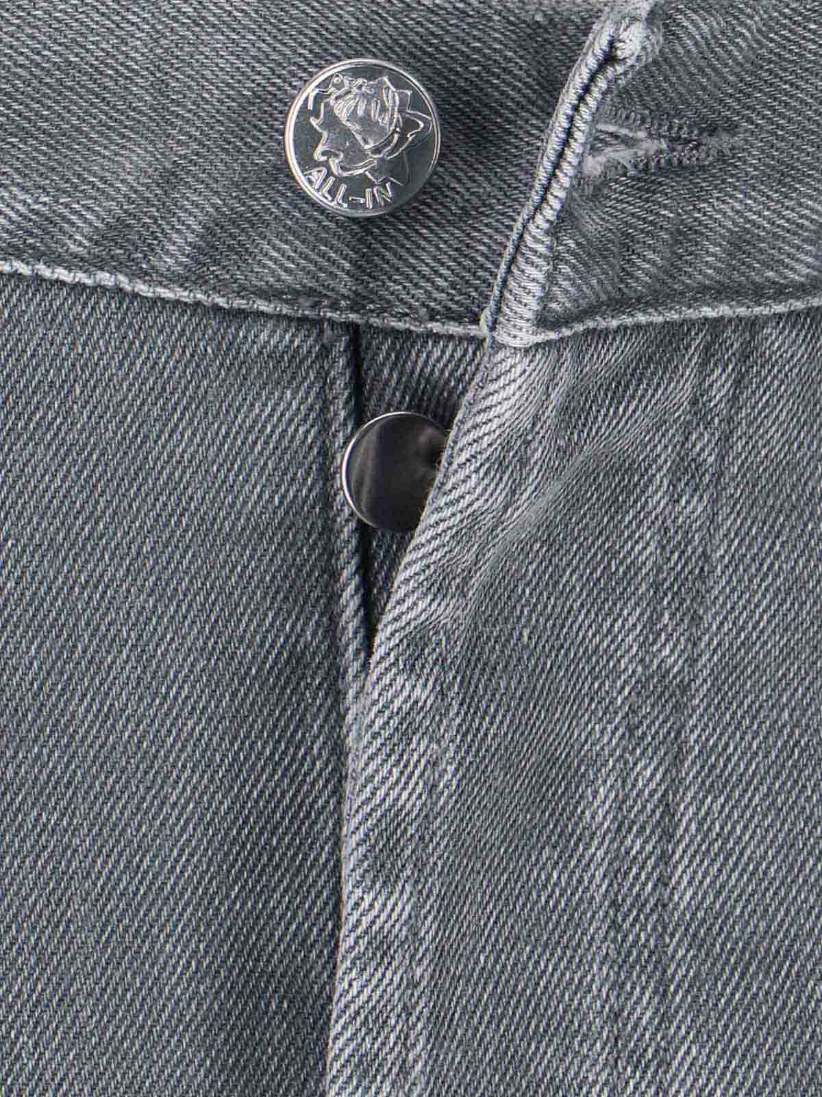 All In Asymmetrical Hem Denim Mini Skirt With Worn Finish In Gray