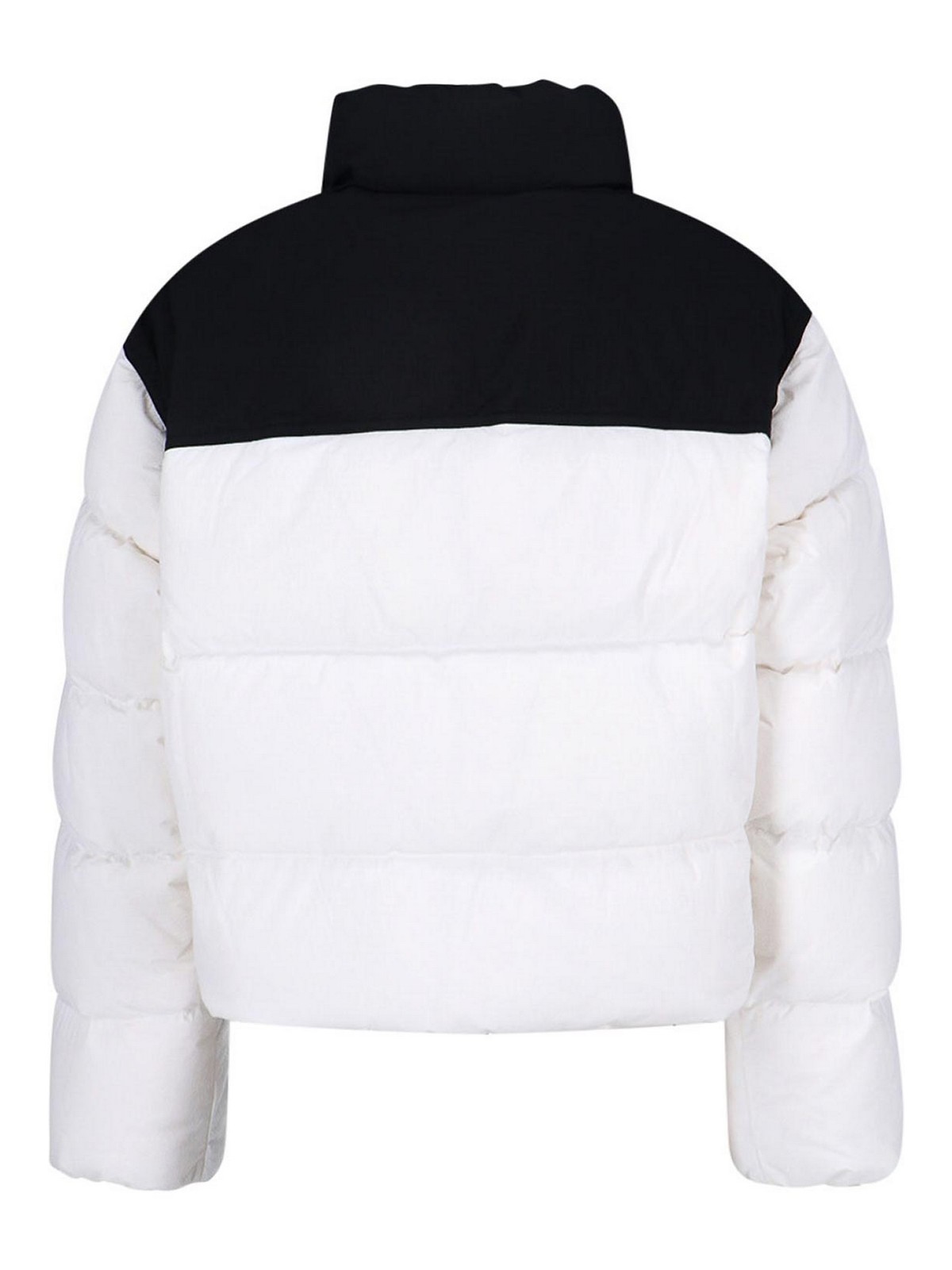 Alexander Wang Cropped White Puffer Jacket With High Collar And Contrast Panel In White