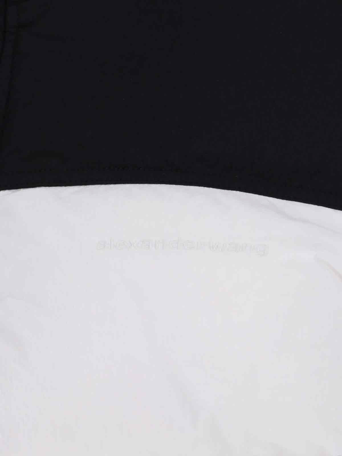 Alexander Wang Cropped White Puffer Jacket With High Collar And Contrast Panel In White