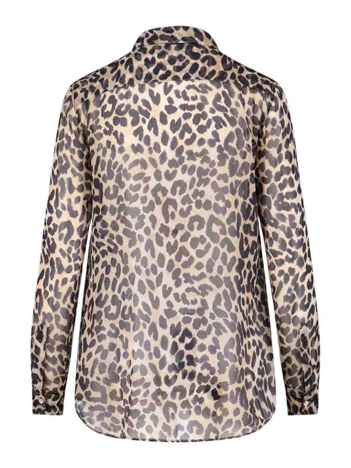 Aspesi Animal Print Collared Neck Long Sleeves Top In Gray