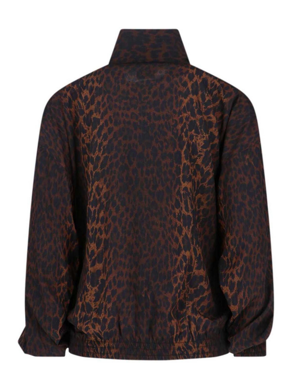 Balenciaga Crepe De Chine Full-zip Jacket With Leopard Print In Brown