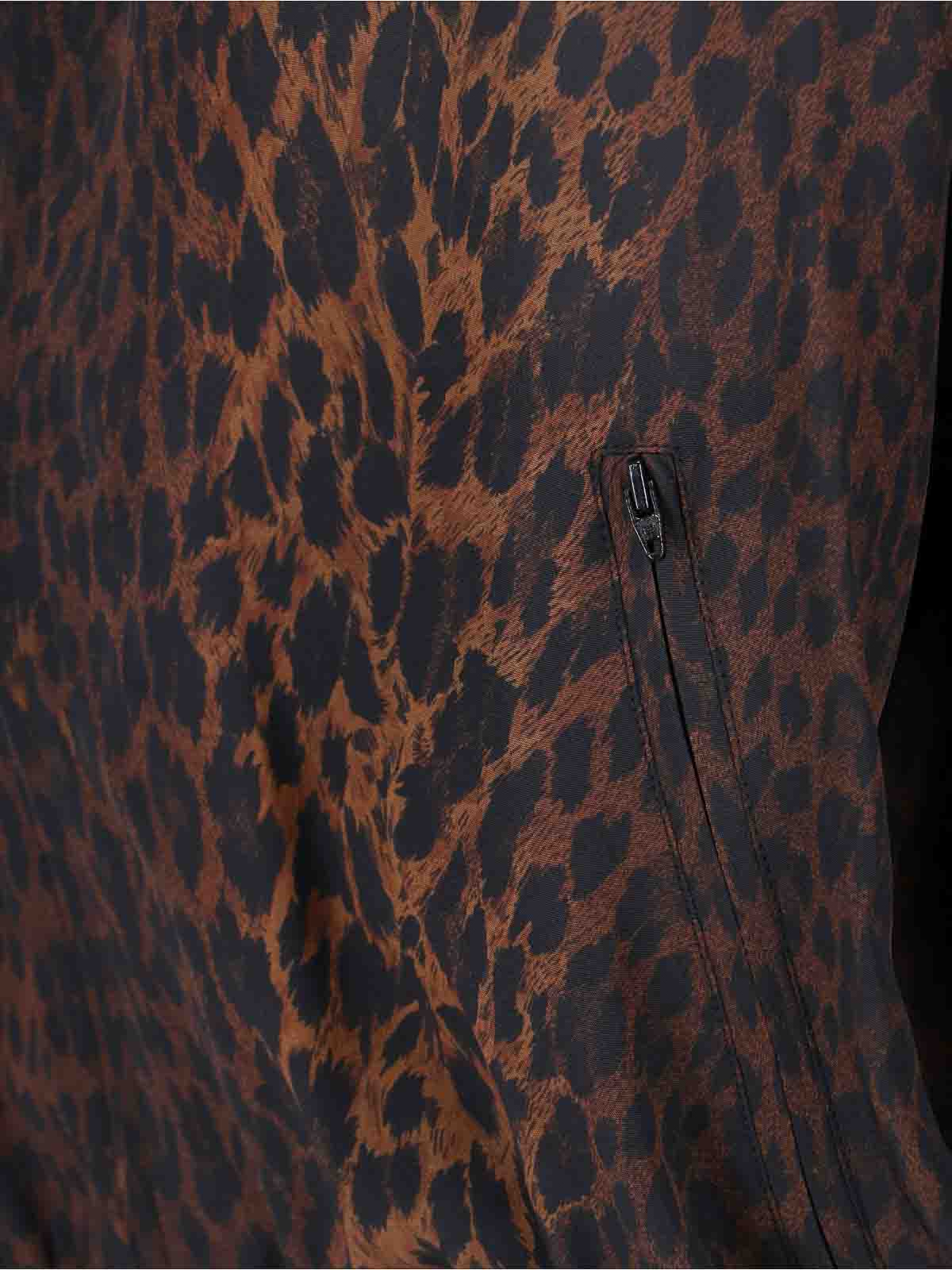 Balenciaga Crepe De Chine Full-zip Jacket With Leopard Print In Brown