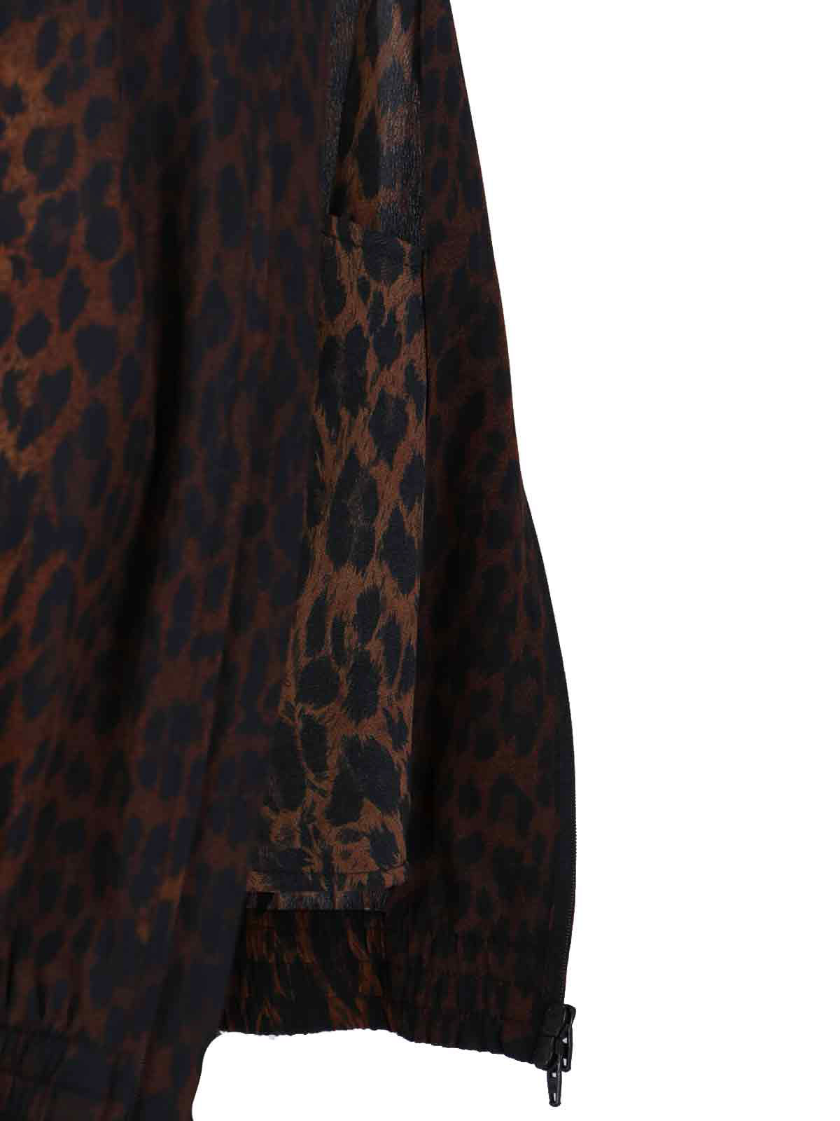 Balenciaga Crepe De Chine Full-zip Jacket With Leopard Print In Brown