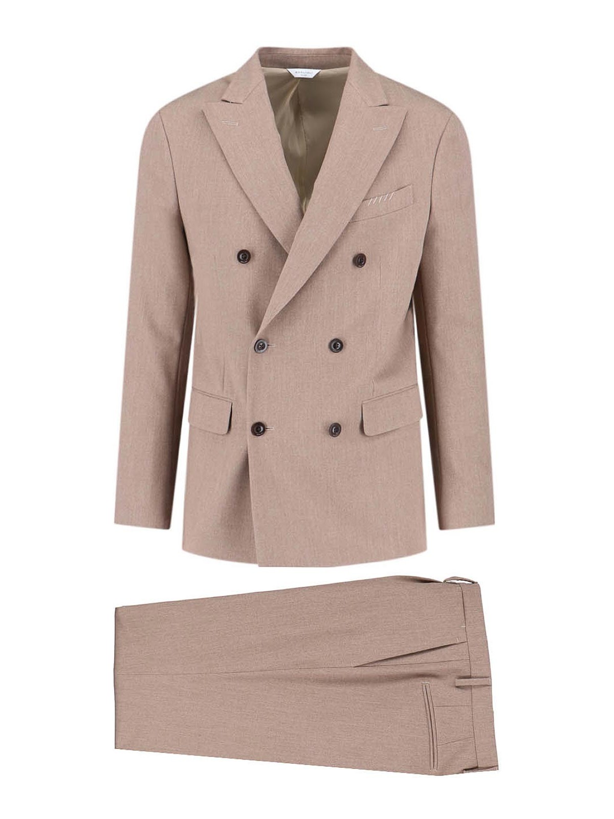 Boglioli Double-breasted Suit In Virgin Wool Blend In Sand