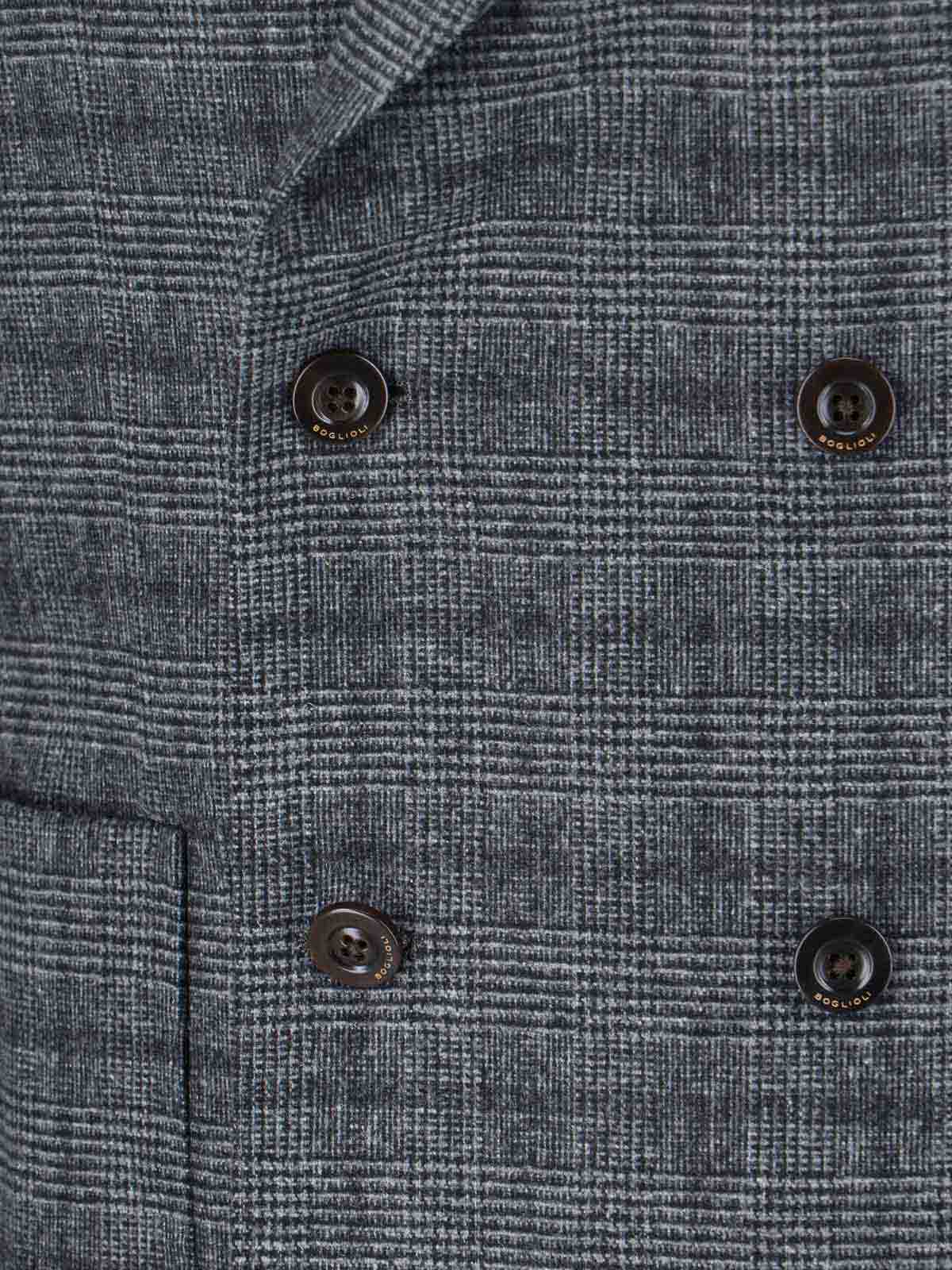 Boglioli Double-breasted Check Pattern Blazer Jacket In Gray