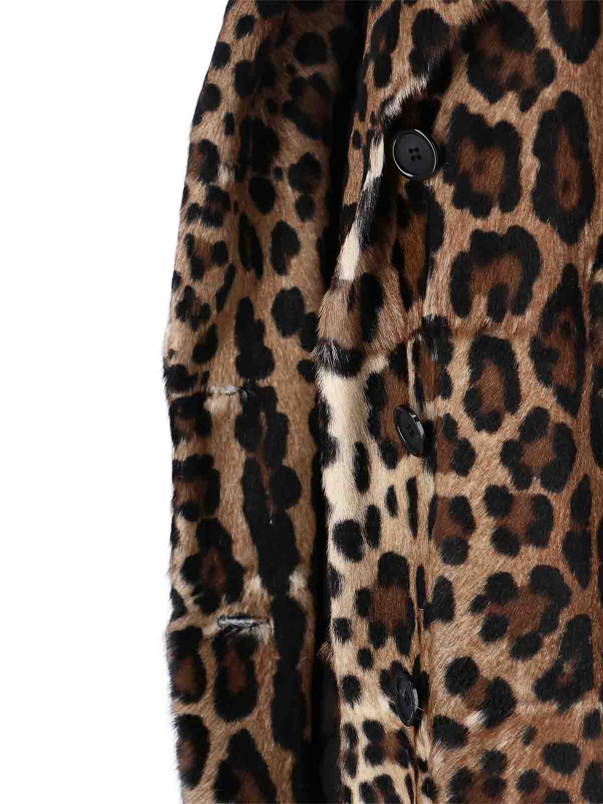 Dolce & Gabbana Double-breasted Goat Leather Coat In Multi