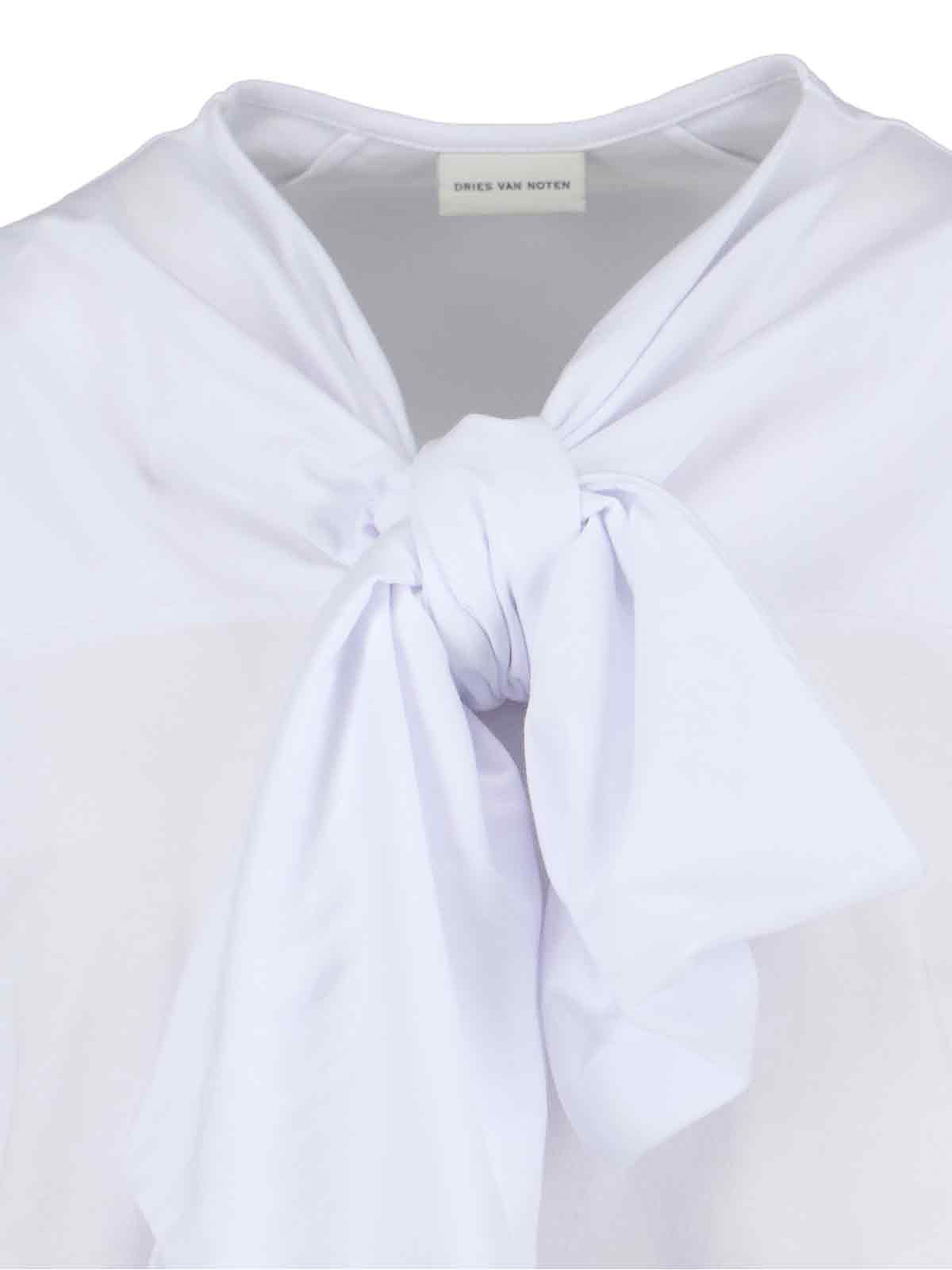 Dries Van Noten Short Sleeve Top Featuring Knot Detail In White