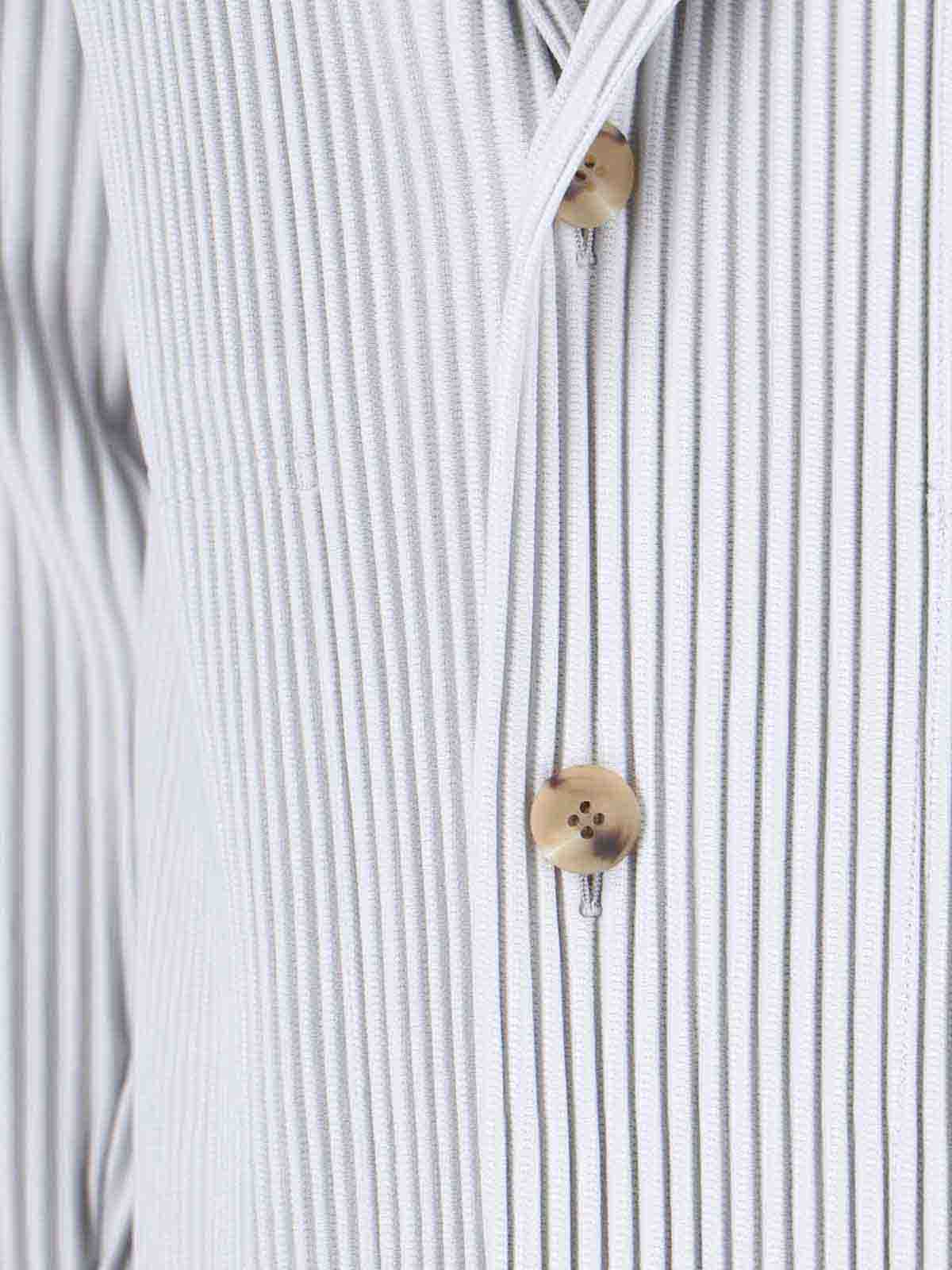 Issey Miyake Striped Pattern Blazer Notched Lapel In Blue