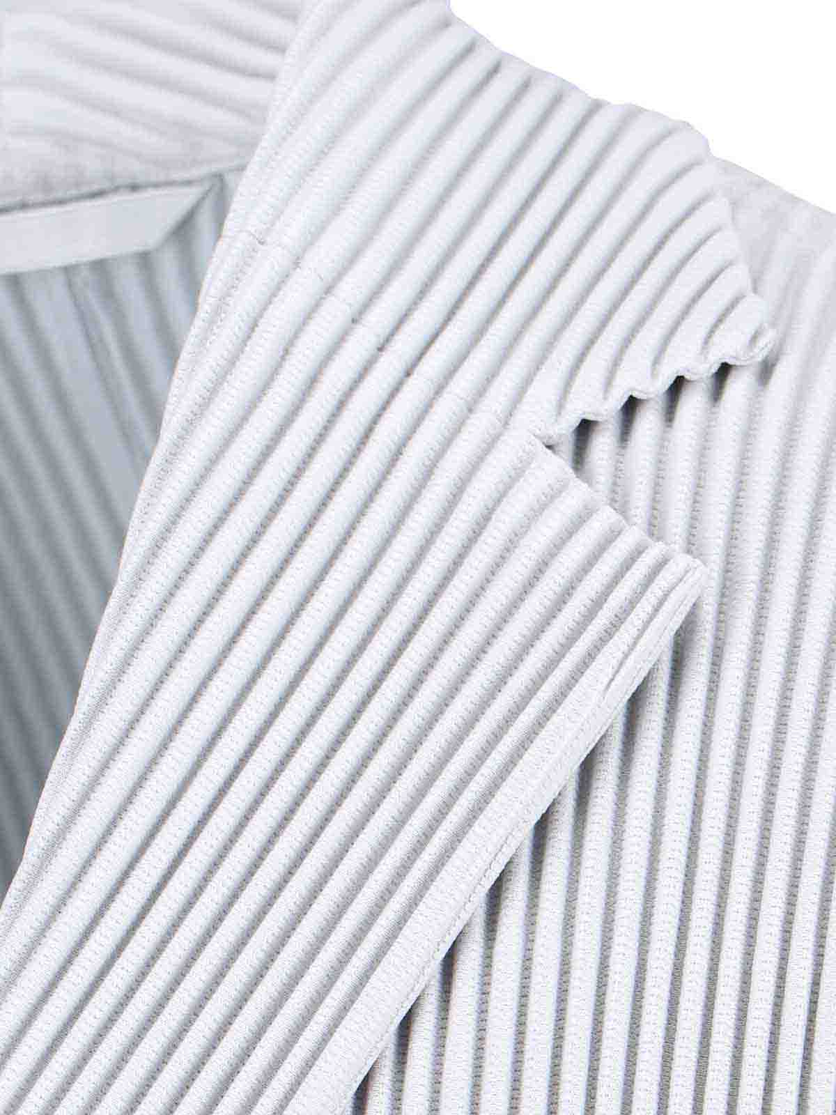 Issey Miyake Striped Pattern Blazer Notched Lapel In Blue