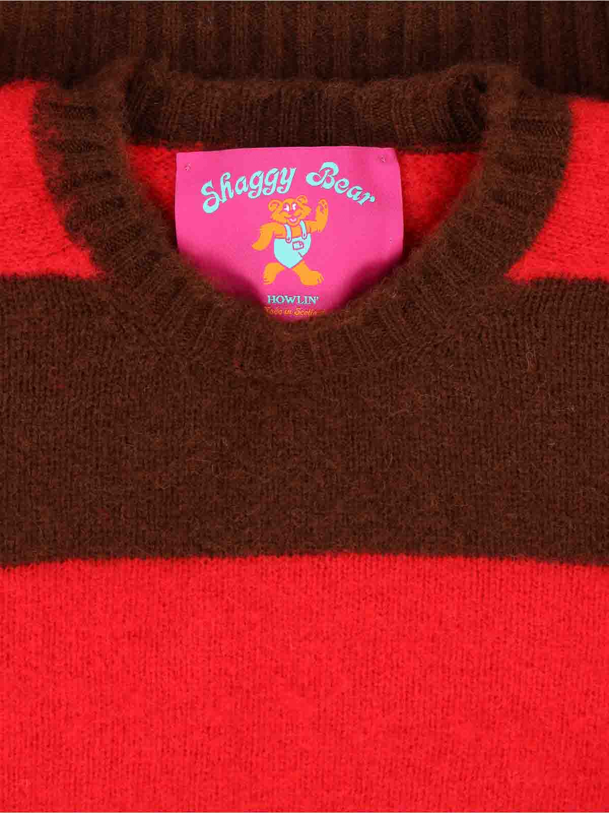 Howlin' Striped Crewneck Sweater Long Sleeves In Brown