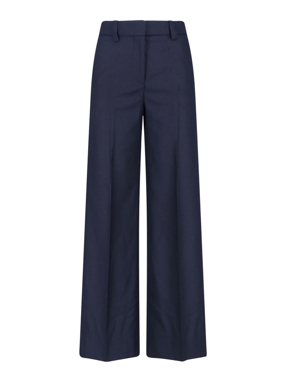 Incotex Wide-leg Virgin Wool Trousers With Mid-rise Waist And Tailored Finish In Blue