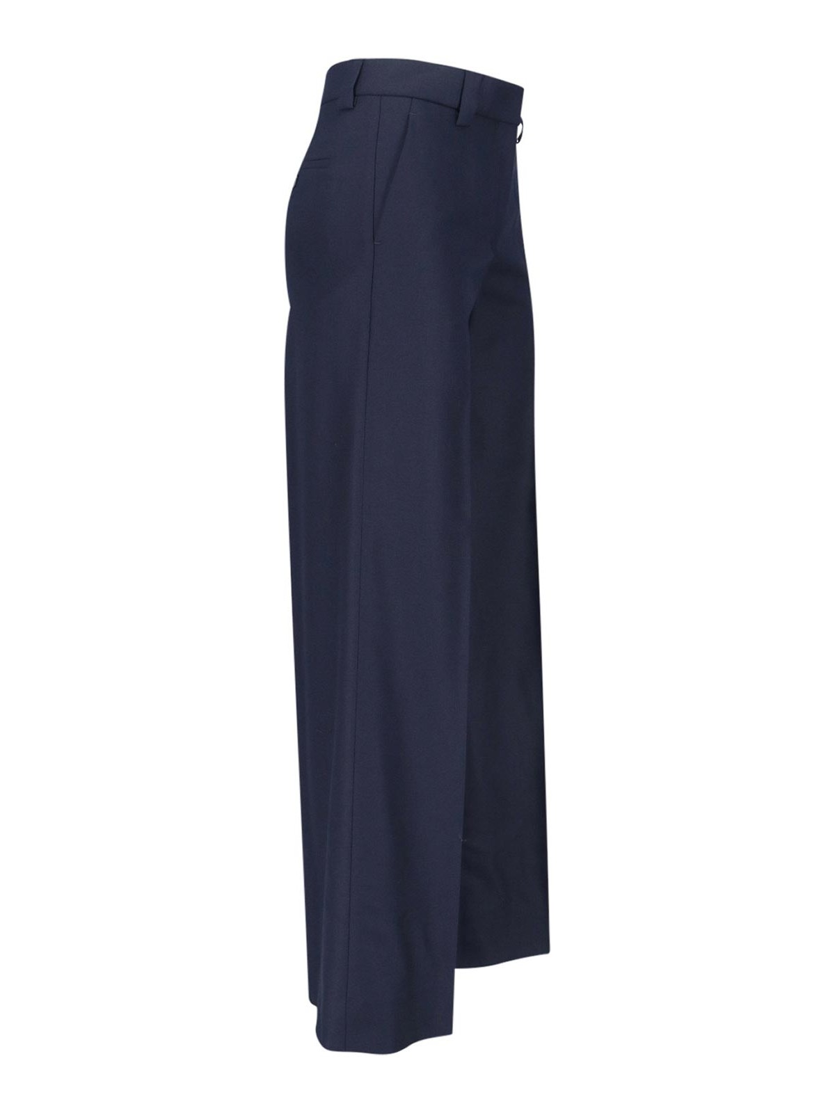 Incotex Wide-leg Virgin Wool Trousers With Mid-rise Waist And Tailored Finish In Blue