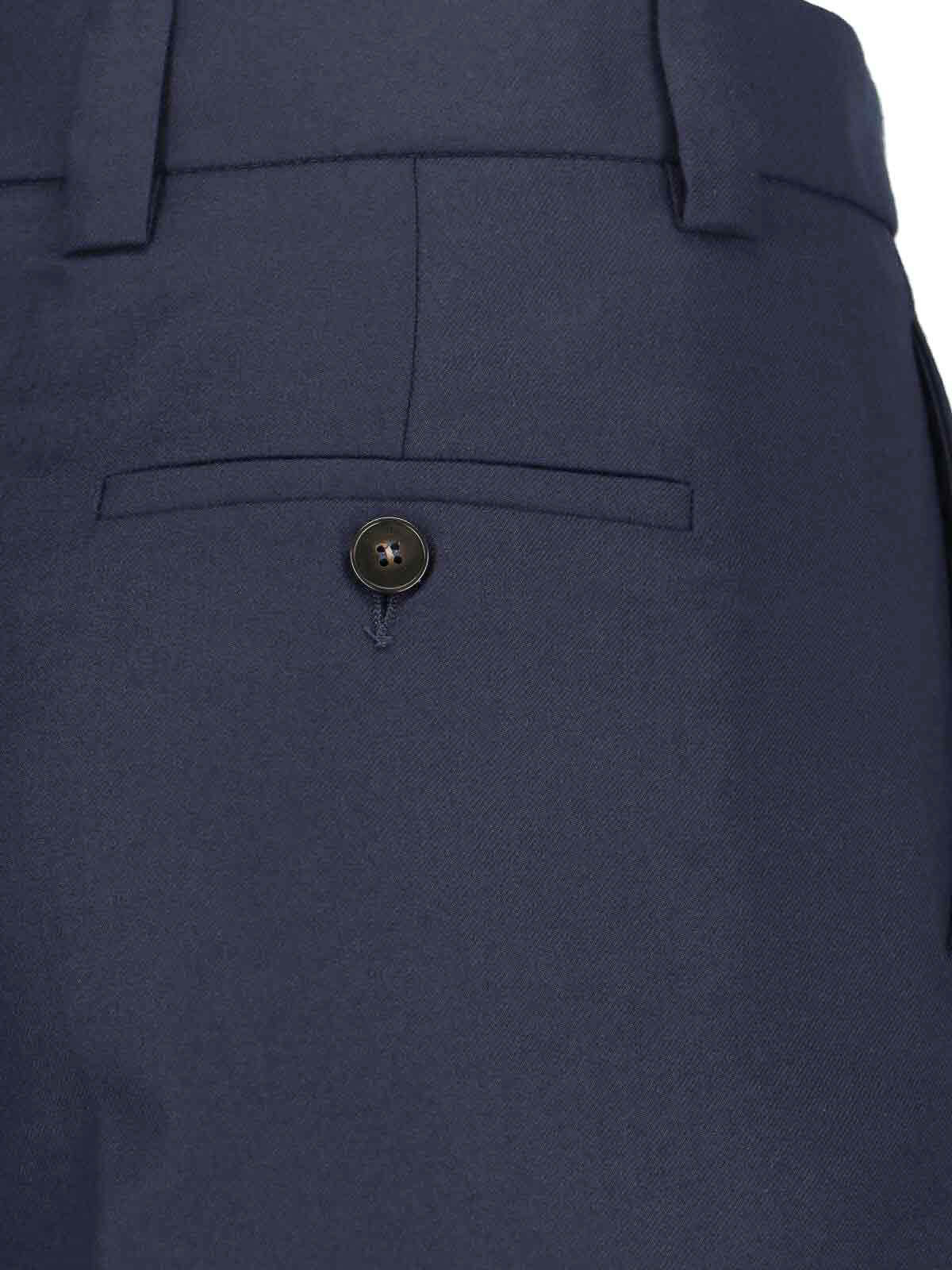 Incotex Wide-leg Virgin Wool Trousers With Mid-rise Waist And Tailored Finish In Blue