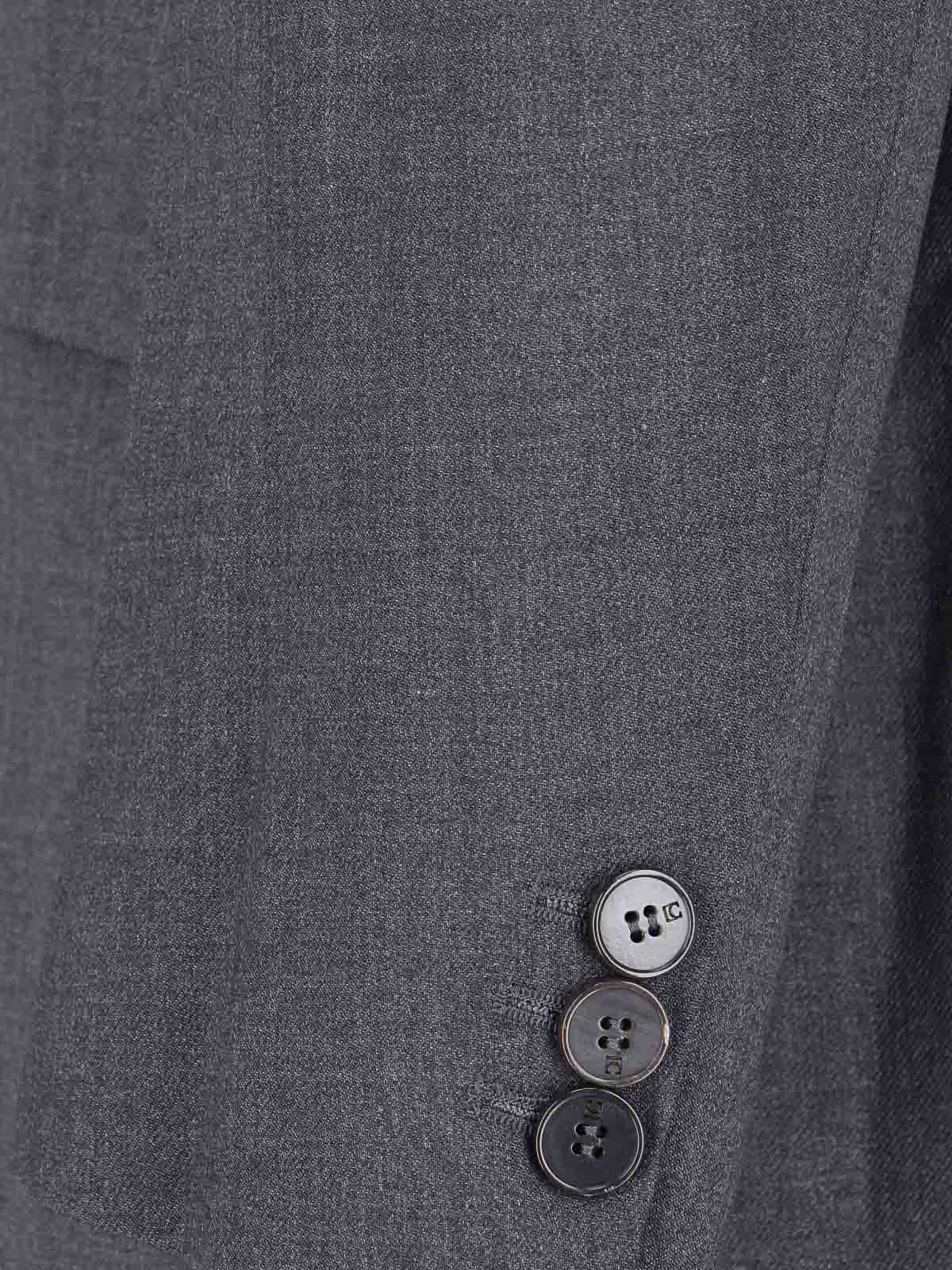Low Classic Tailored Blazer With Notch Lapel And Pockets In Gray