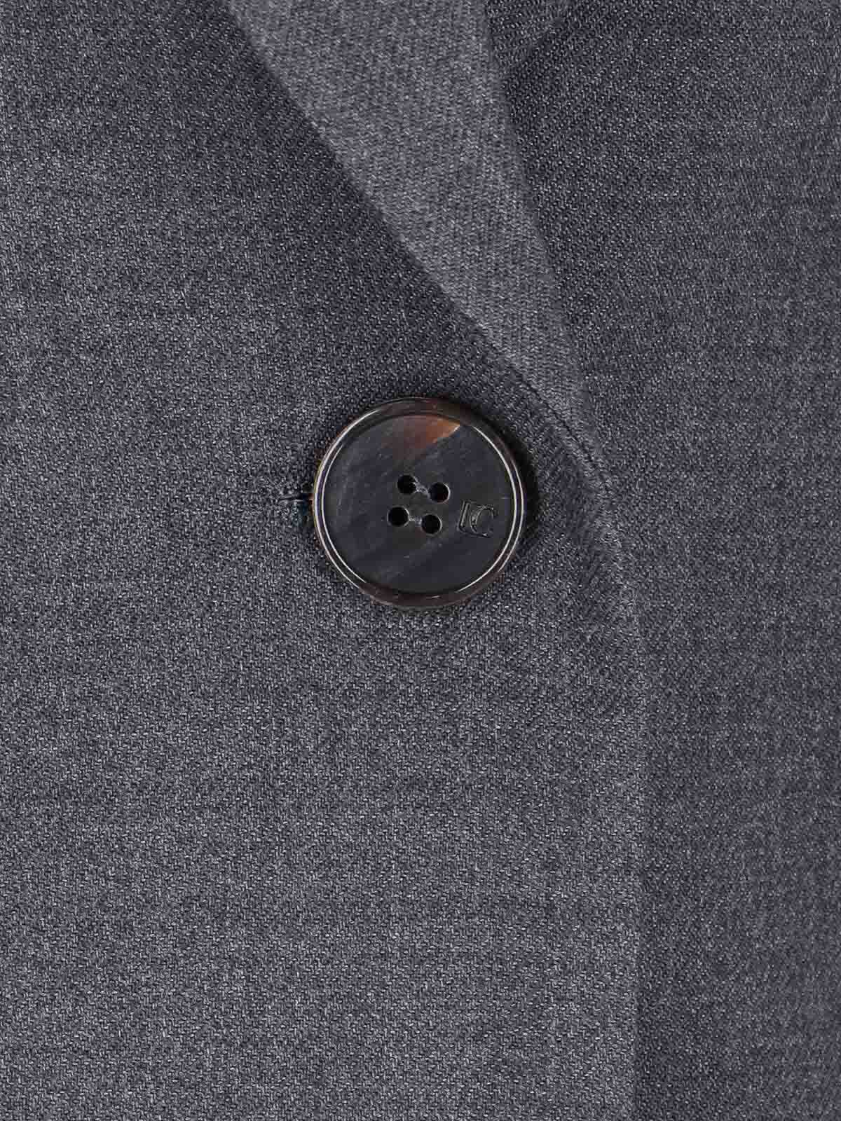 Low Classic Tailored Blazer With Notch Lapel And Pockets In Gray