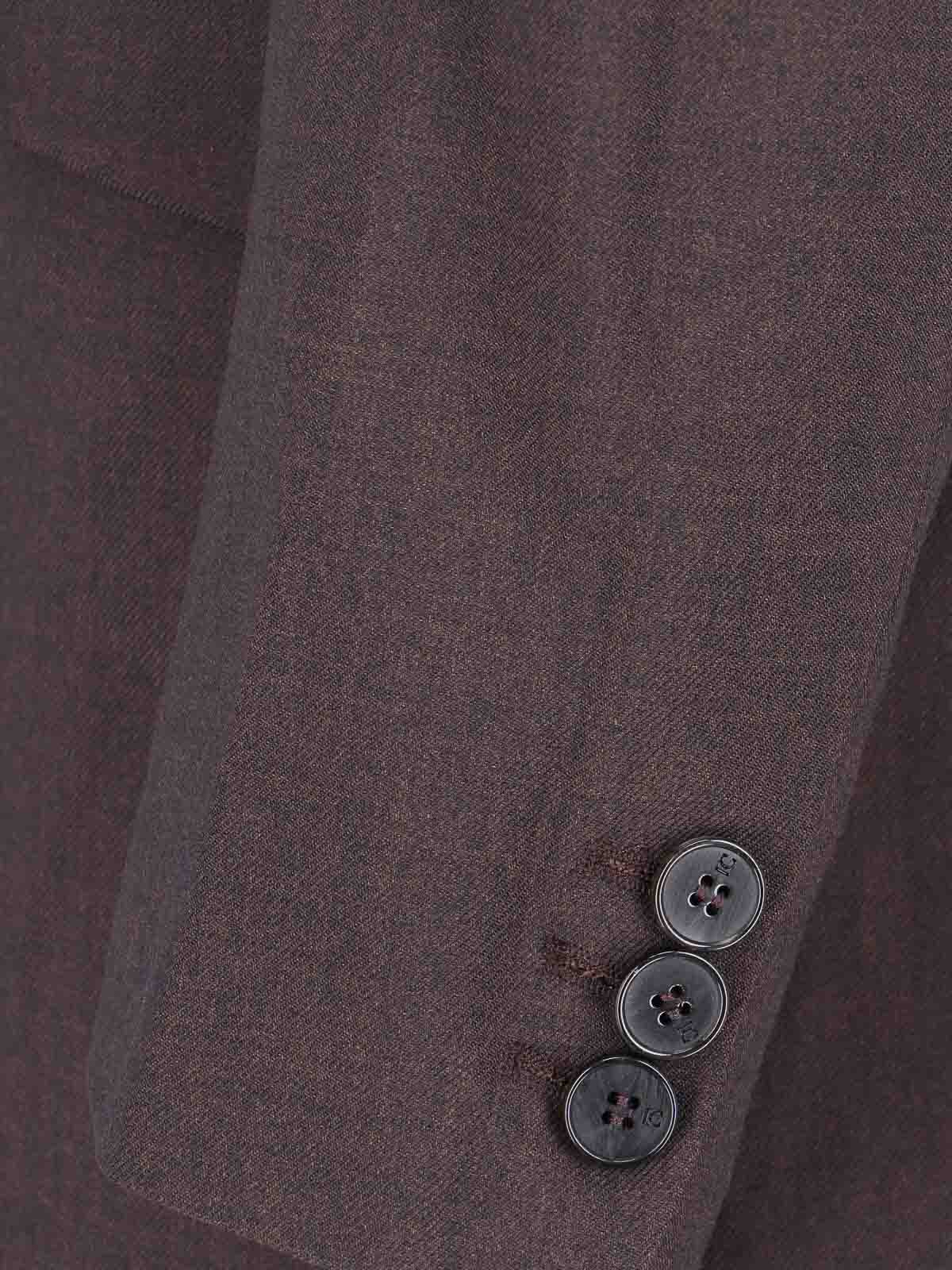 Low Classic Tailored Blazer With Notch Lapel And Pockets In Brown