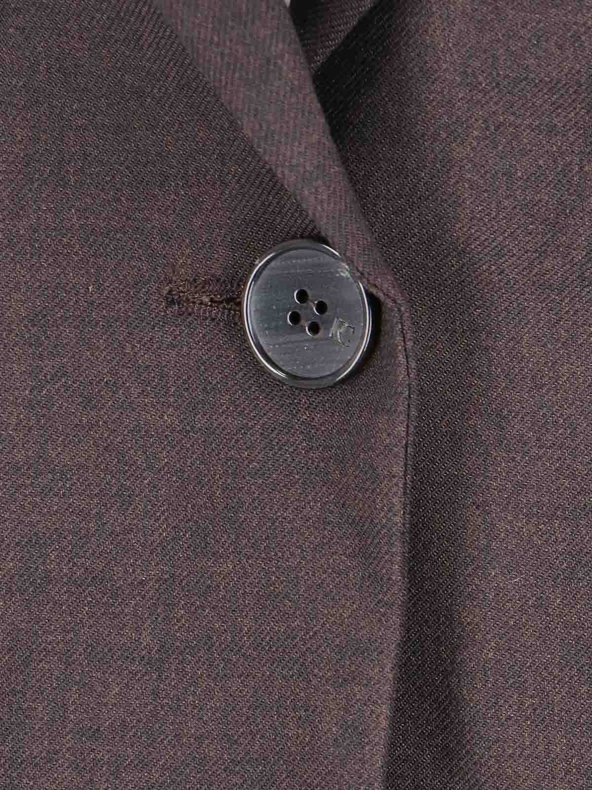 Low Classic Tailored Blazer With Notch Lapel And Pockets In Brown
